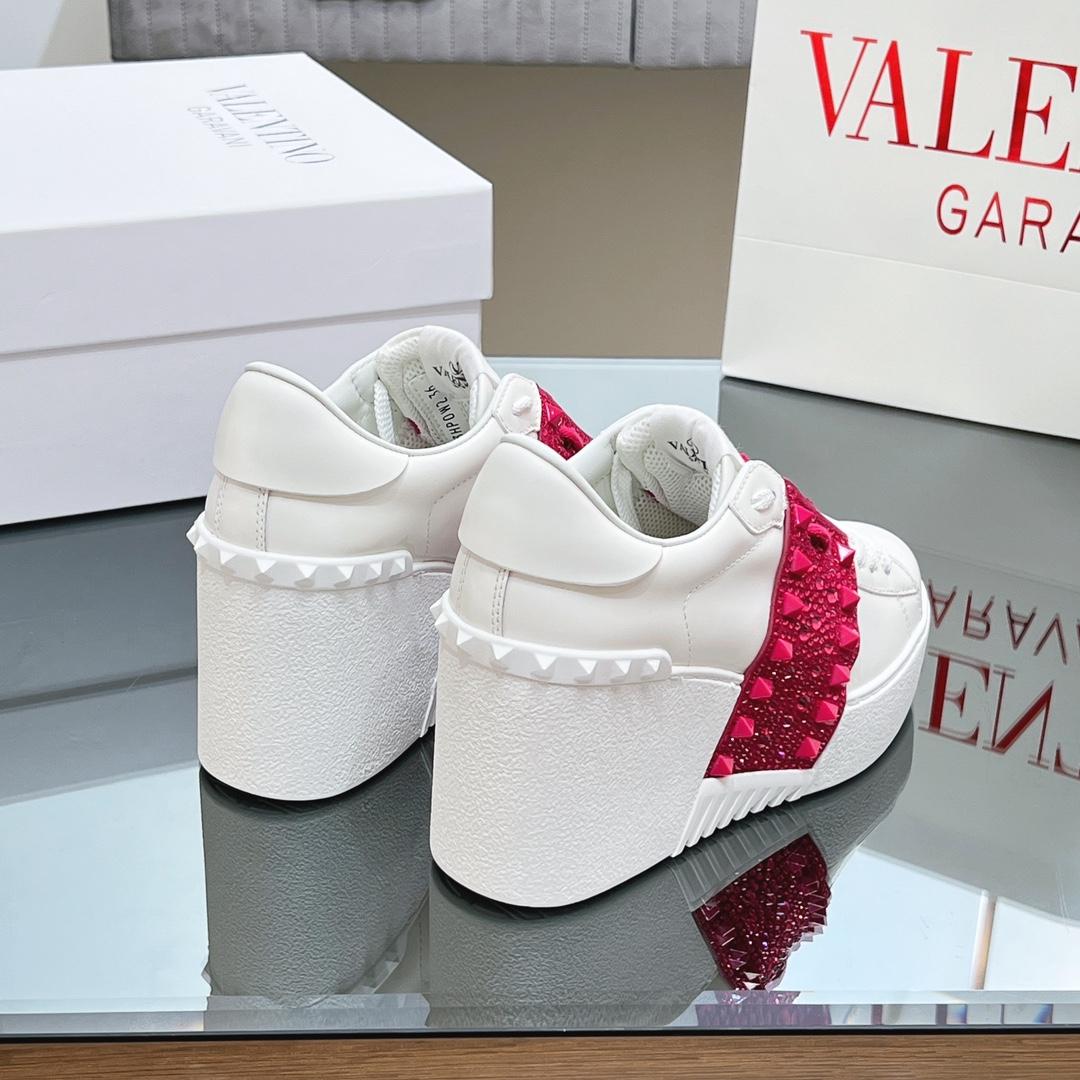 Valenti Open Disc Wedge Sneaker In Calfskin With Sequin Embroidery  85mm - PerfectKickZ