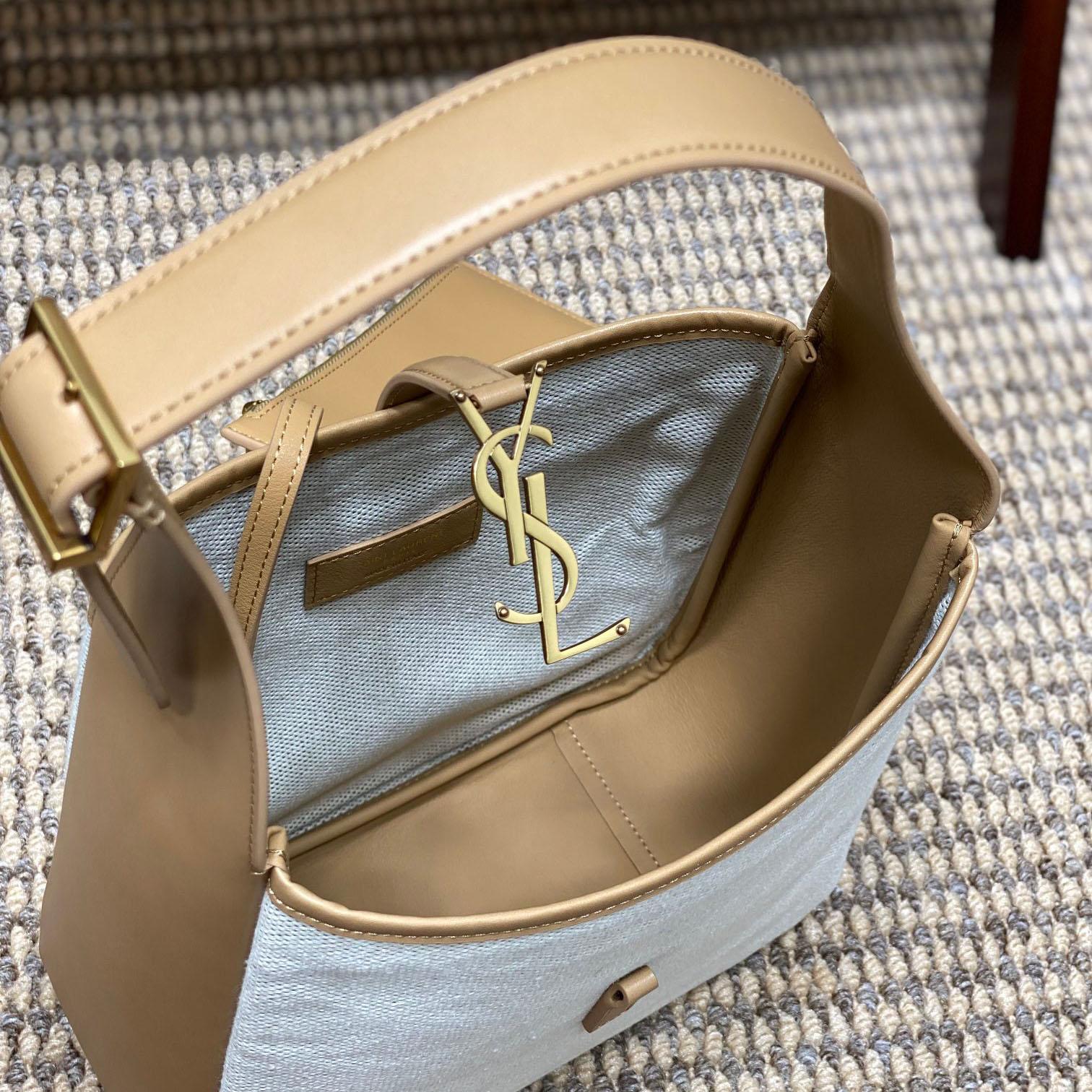 Saint Laurent LE 5 À 7 Small Supple In Canvas And Smooth Leather - PerfectKickZ