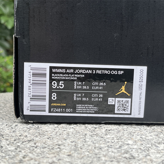 A Ma Manière x Air Jordan 3 “Black” Basketball Shoes      FZ4811-001 - PerfectKickZ