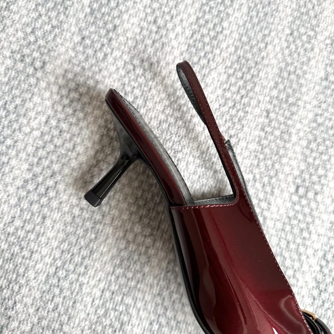 Saint Laurent Carine Slingback Pumps In Patent Leather - PerfectKickZ