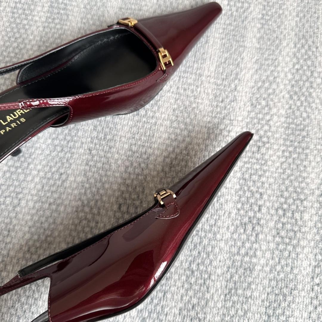 Saint Laurent Carine Slingback Pumps In Patent Leather - PerfectKickZ