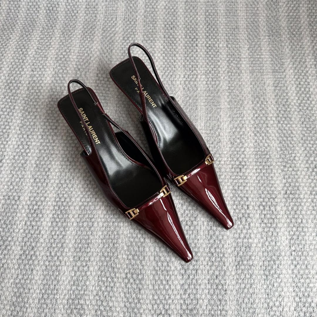 Saint Laurent Carine Slingback Pumps In Patent Leather - PerfectKickZ