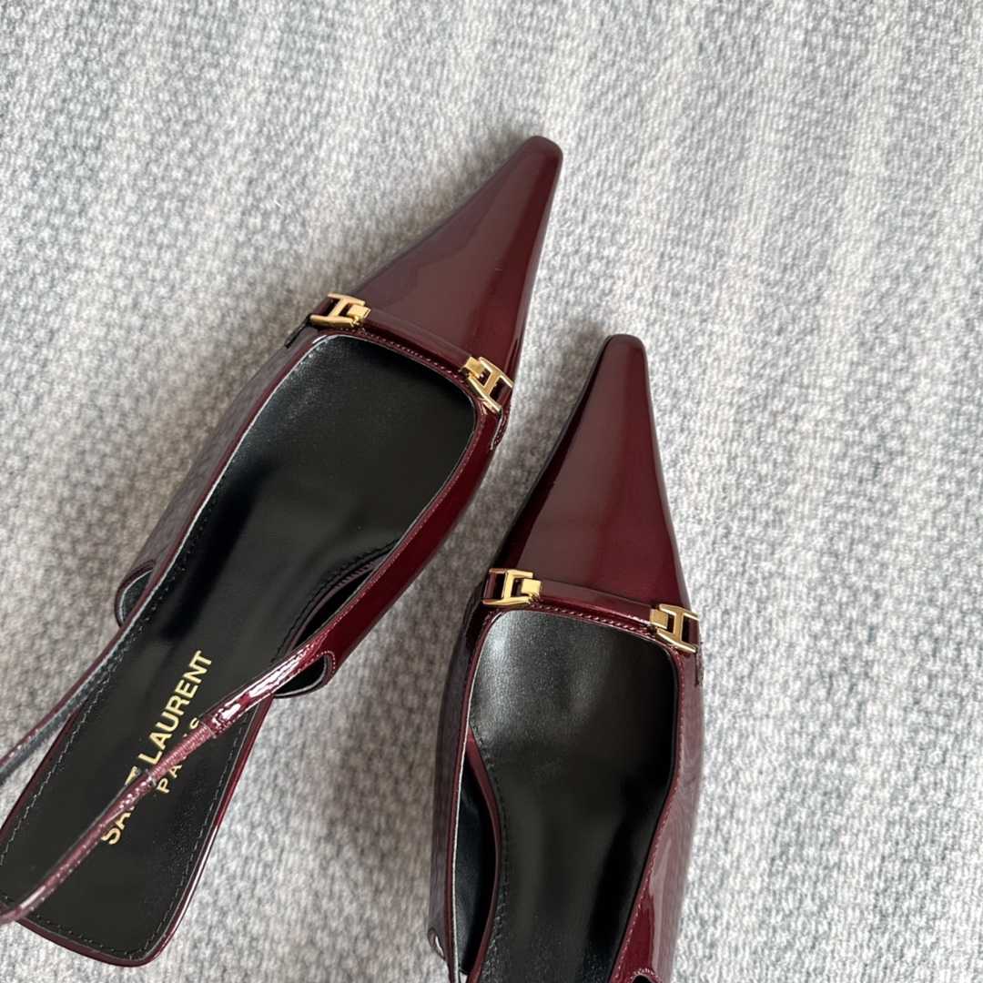 Saint Laurent Carine Slingback Pumps In Patent Leather - PerfectKickZ