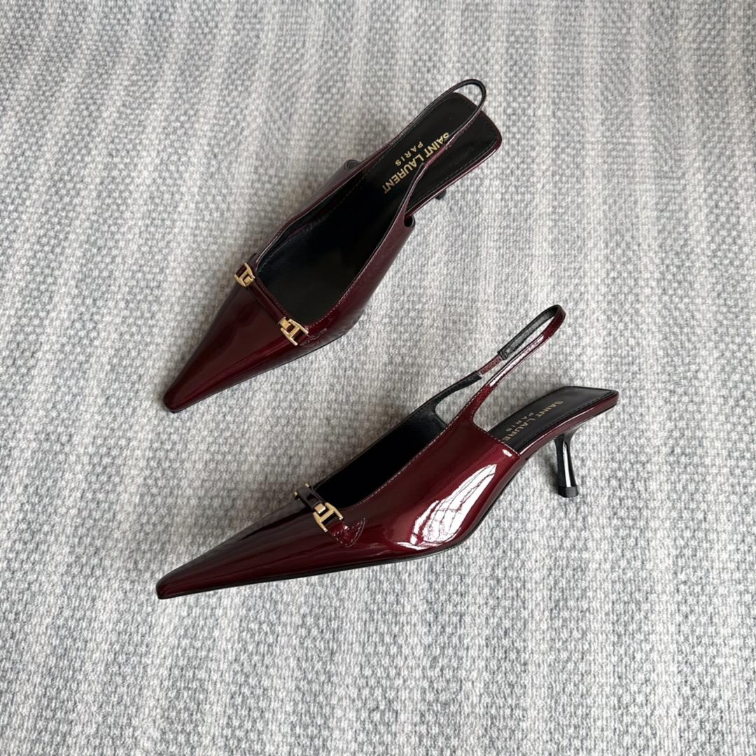 Saint Laurent Carine Slingback Pumps In Patent Leather - PerfectKickZ