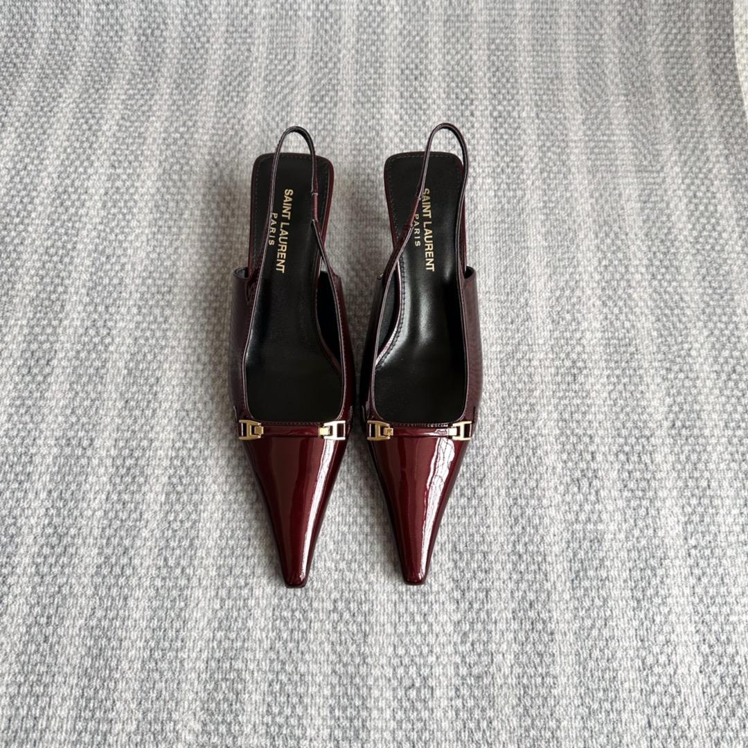 Saint Laurent Carine Slingback Pumps In Patent Leather - PerfectKickZ