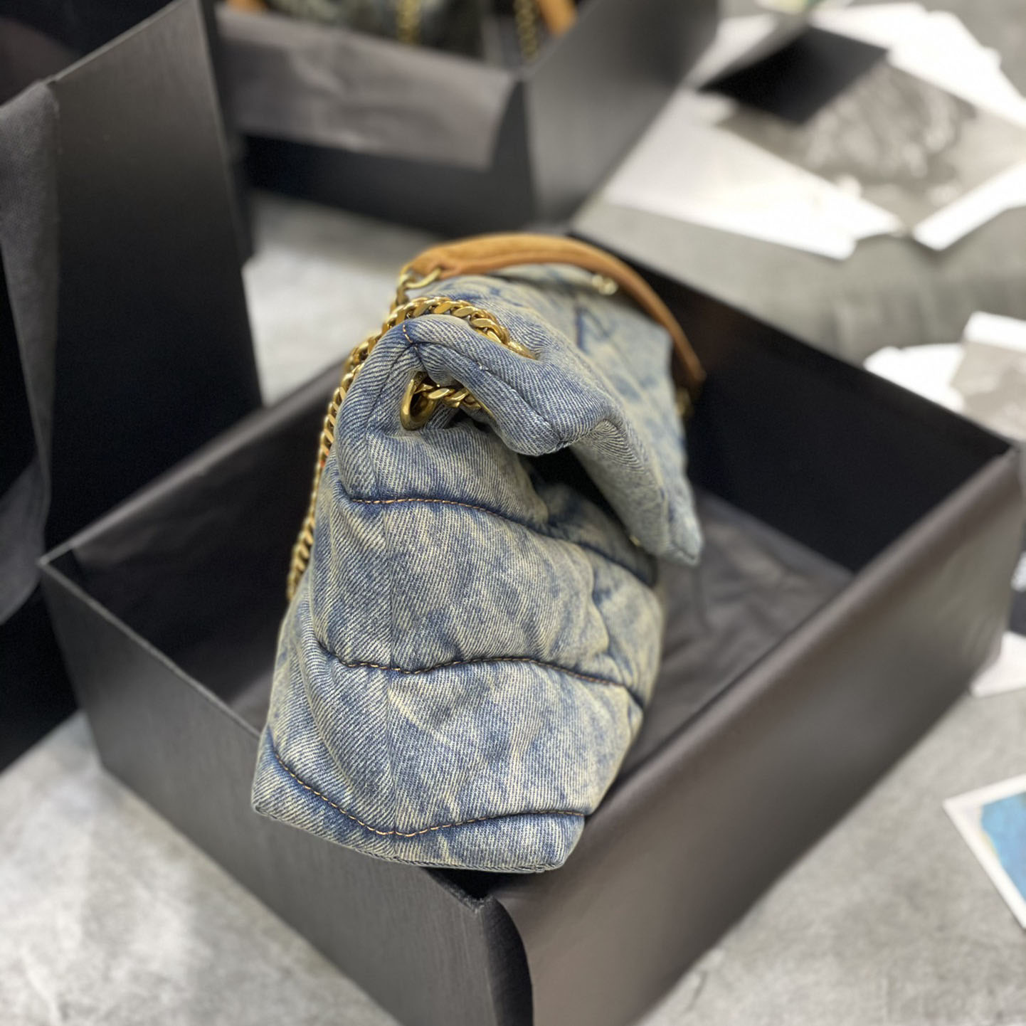 Saint Laurent Puffer Toy In Denim （29×17×11cm） - PerfectKickZ