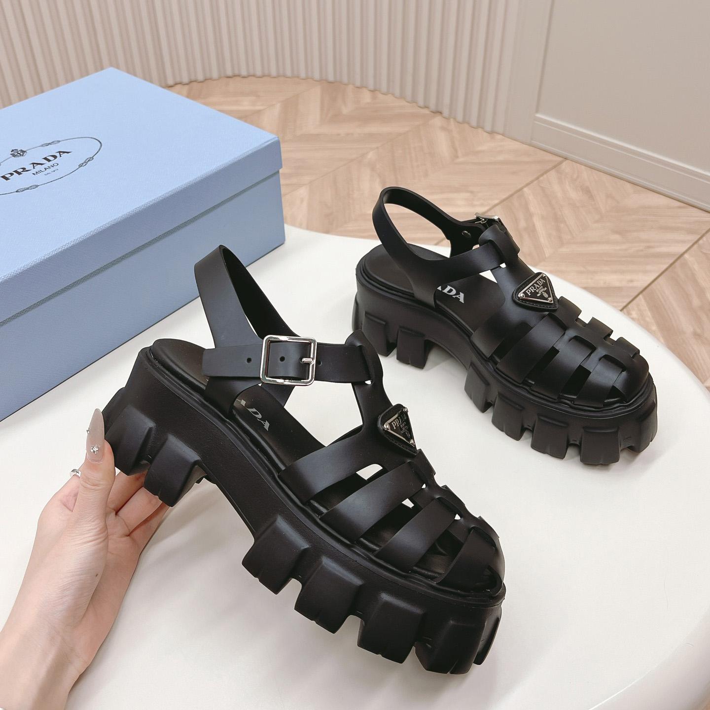 Prada Rubber Monolith Sandals - PerfectKickZ