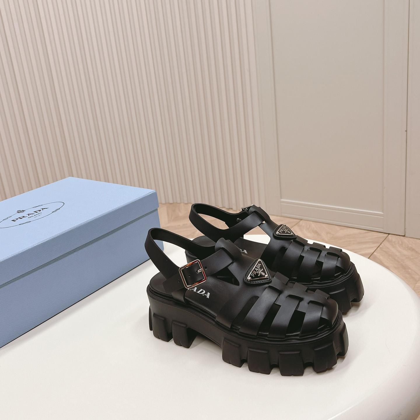 Prada Rubber Monolith Sandals - PerfectKickZ