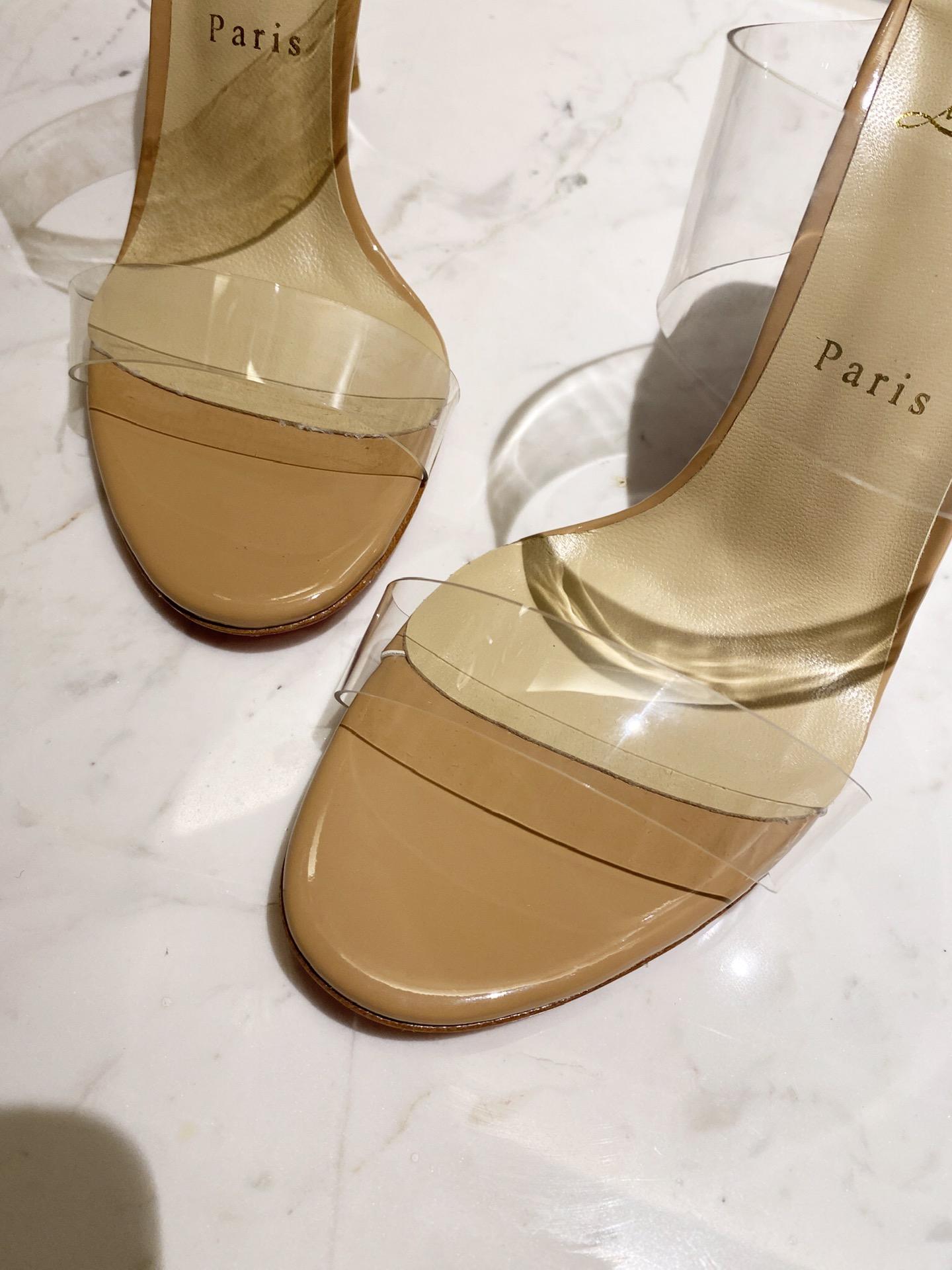 Christian Louboutin Just Nothing Clear Red Sole Slide Sandals - PerfectKickZ