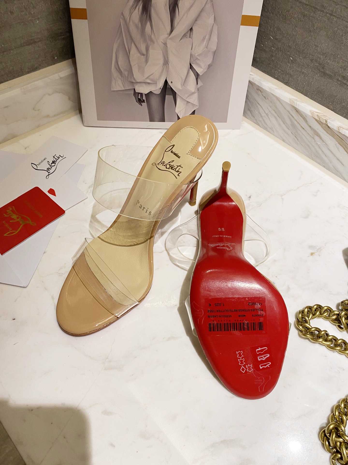 Christian Louboutin Just Nothing Clear Red Sole Slide Sandals - PerfectKickZ