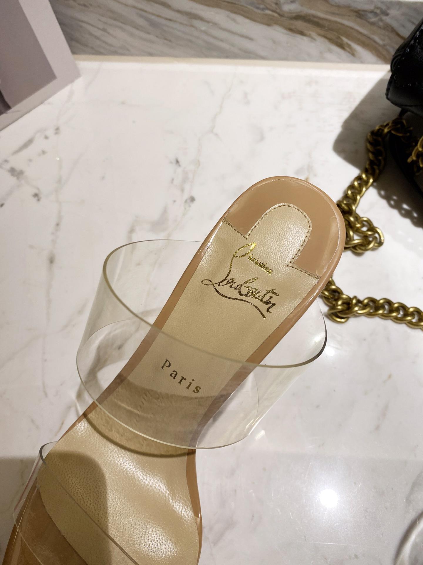 Christian Louboutin Just Nothing Clear Red Sole Slide Sandals - PerfectKickZ