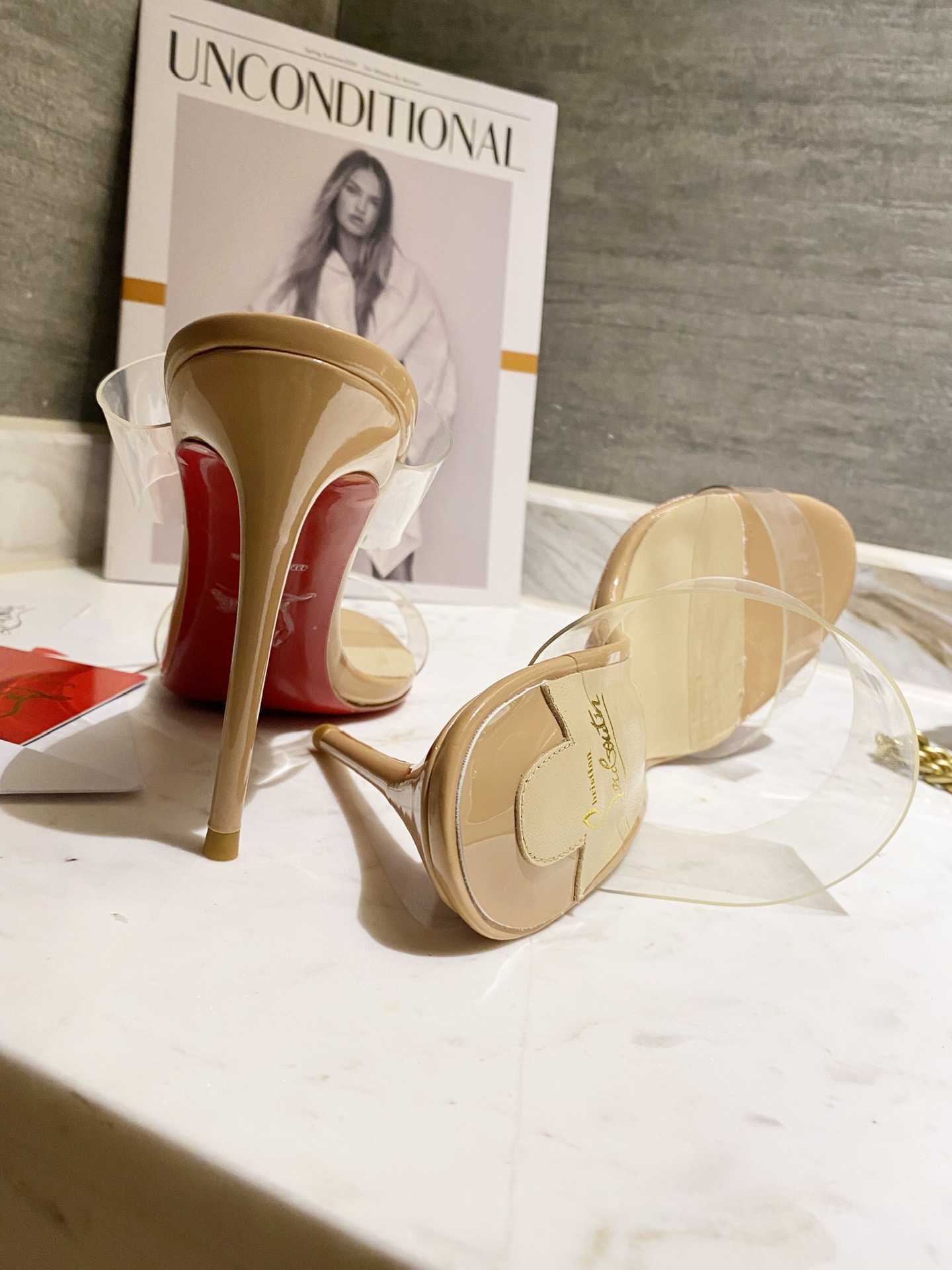Christian Louboutin Just Nothing Clear Red Sole Slide Sandals - PerfectKickZ
