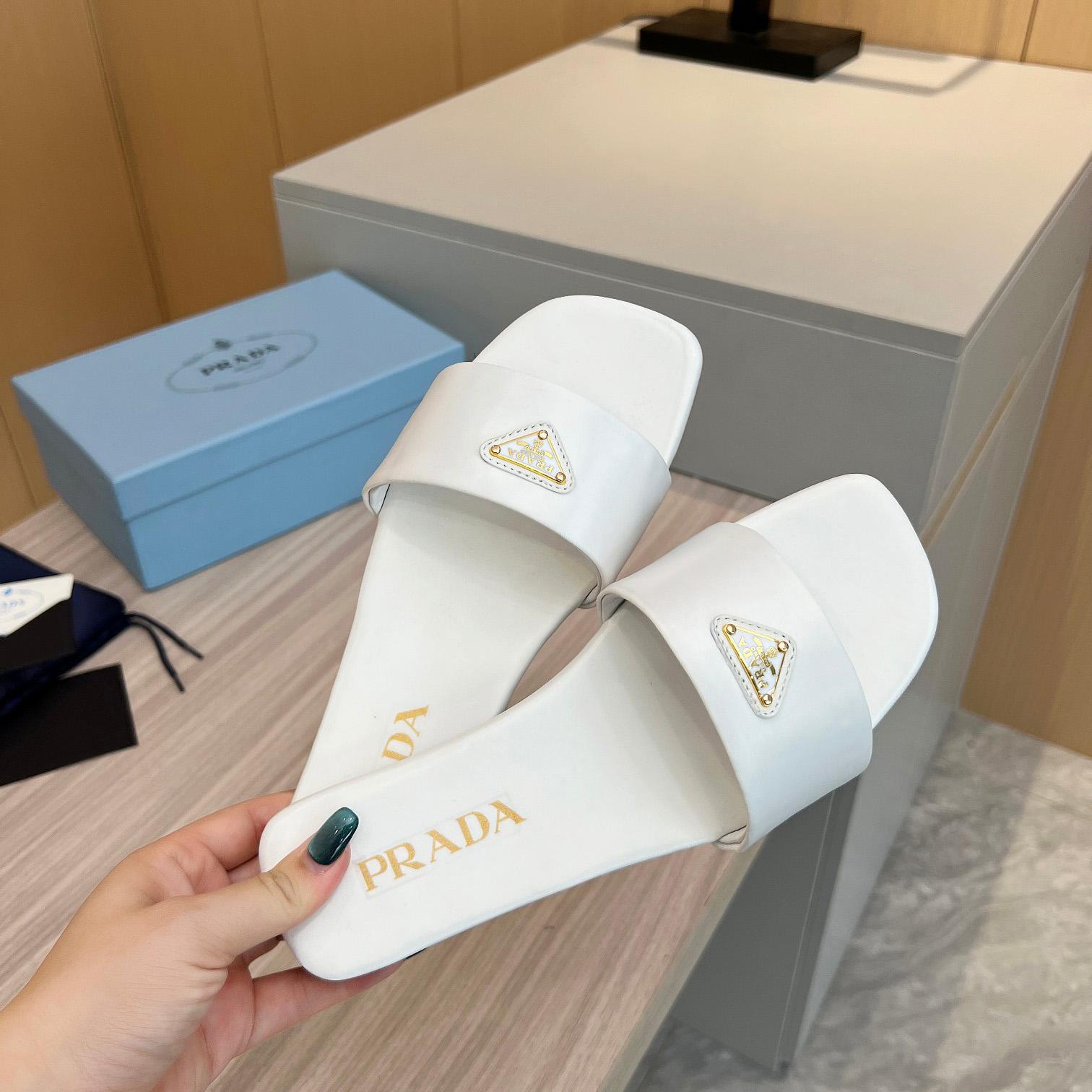 Prada Leather Slides - 