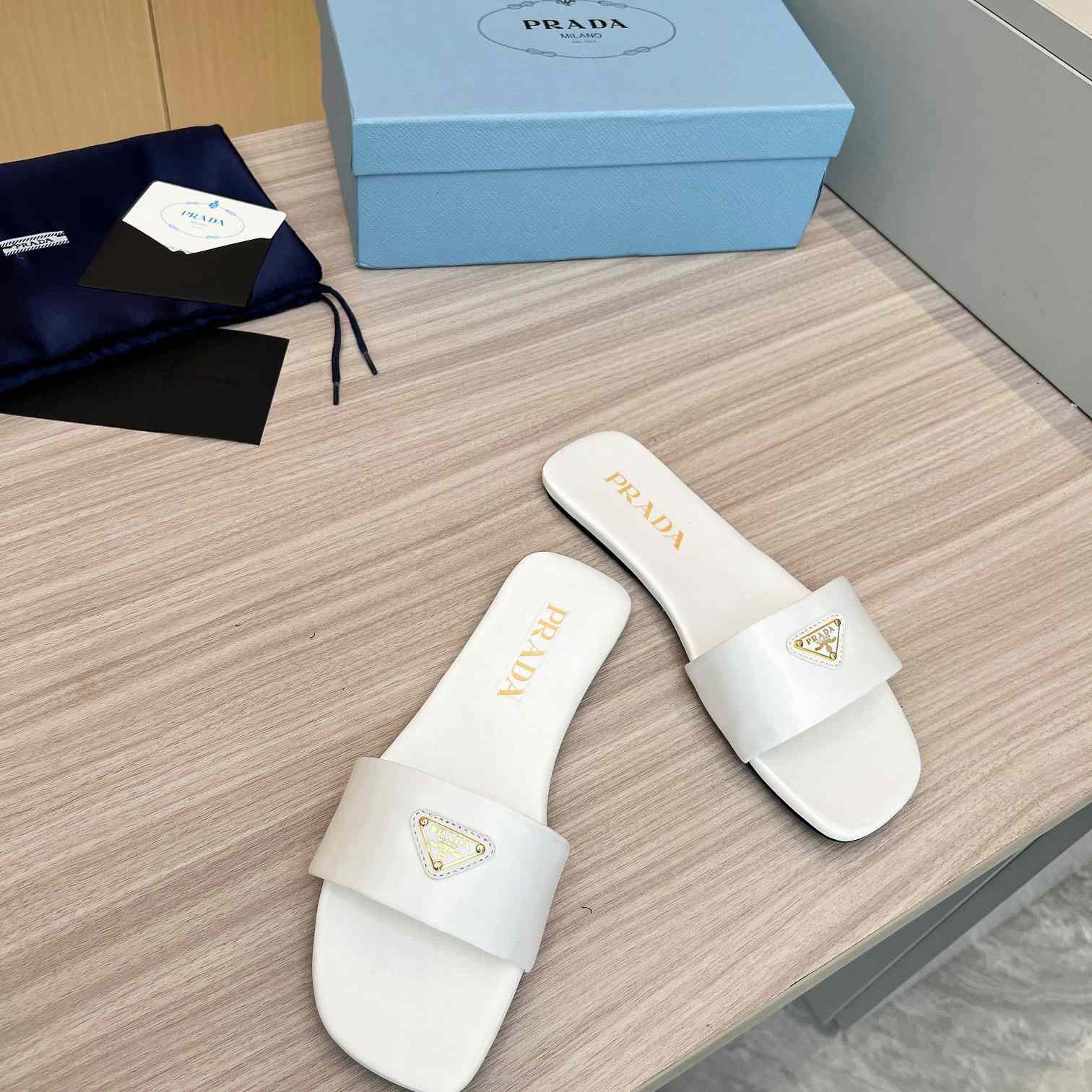 Prada Leather Slides - 