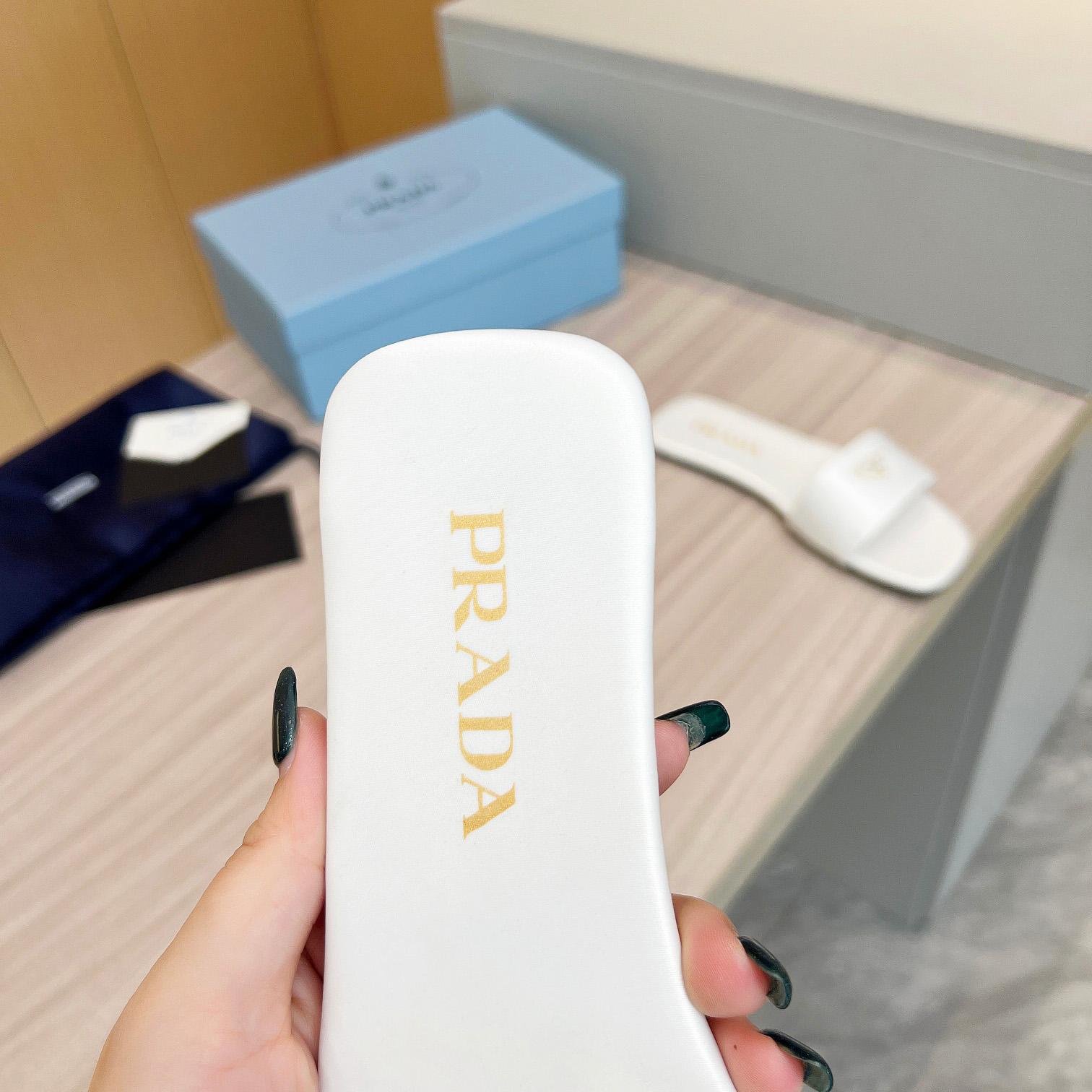 Prada Leather Slides - 
