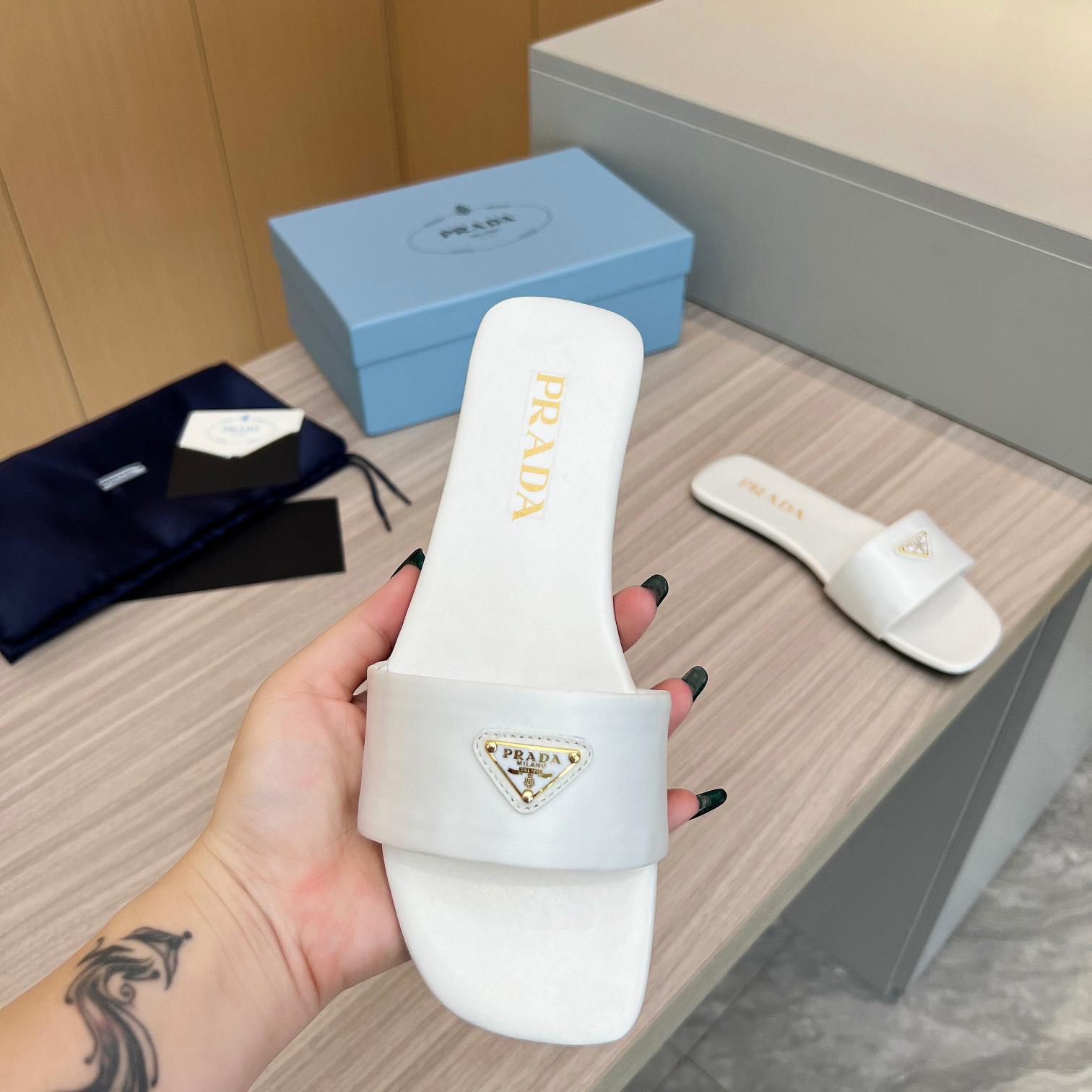 Prada Leather Slides - 
