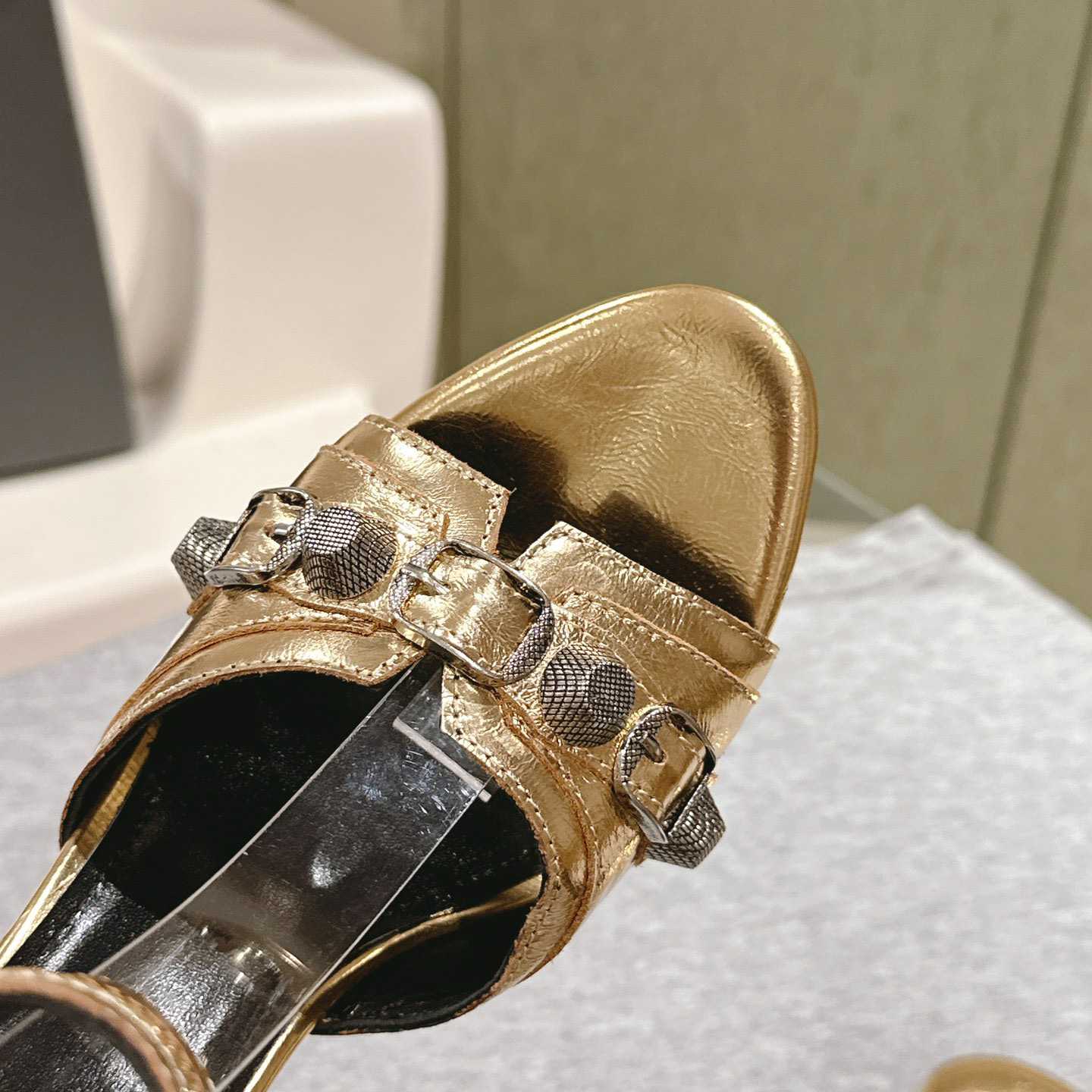Balenciaga Cagole 110mm Metallic-finish Sandals - PerfectKickZ