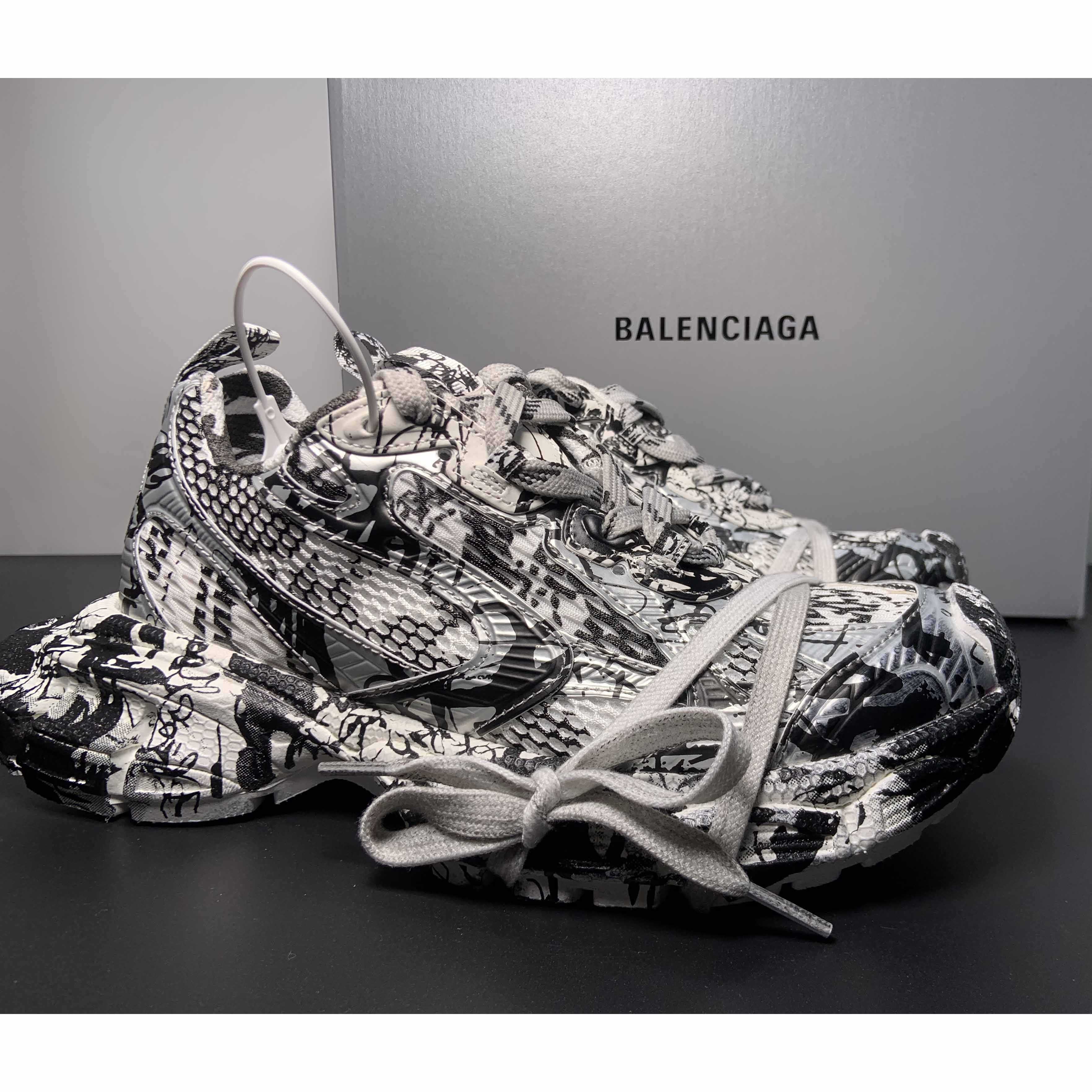 Balenciaga 3XL Extreme Graffiti Sneaker In White And Black  - PerfectKickZ
