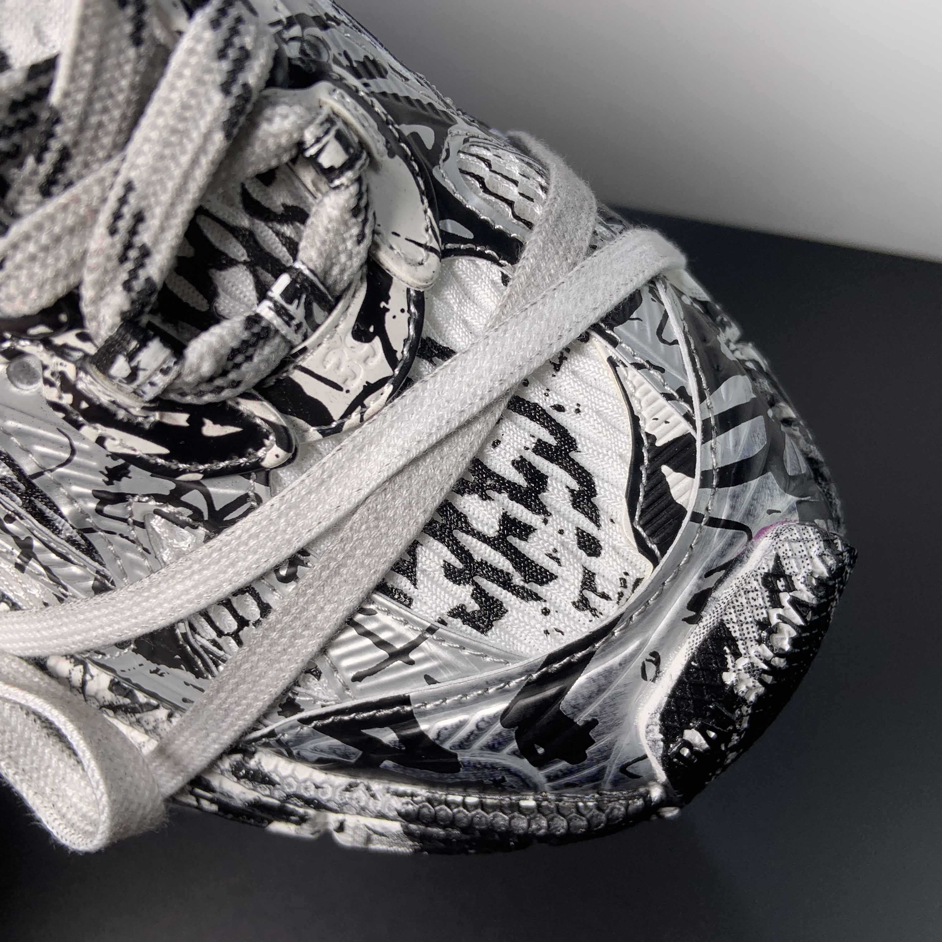 Balenciaga 3XL Extreme Graffiti Sneaker In White And Black  - PerfectKickZ