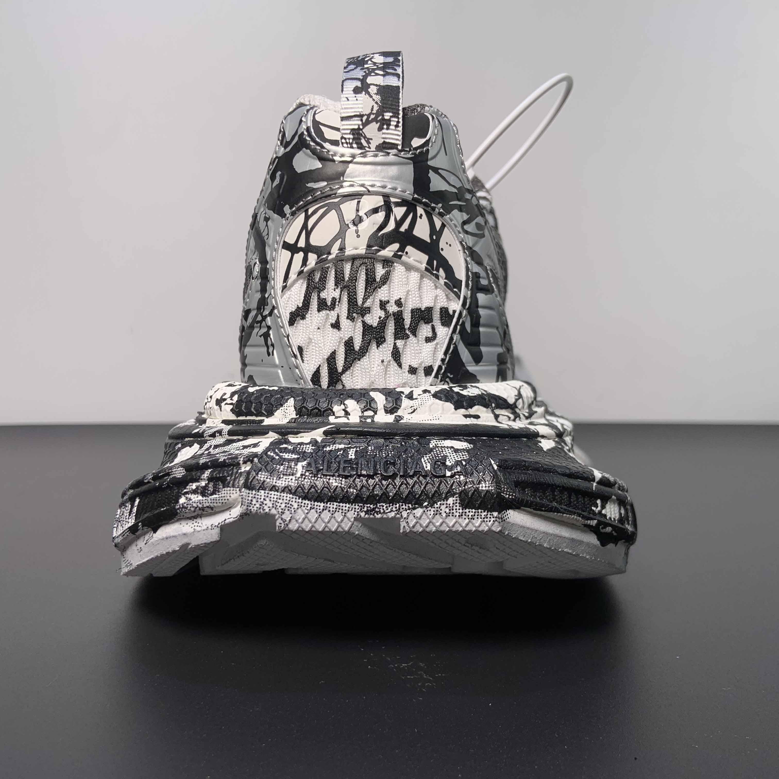 Balenciaga 3XL Extreme Graffiti Sneaker In White And Black  - PerfectKickZ