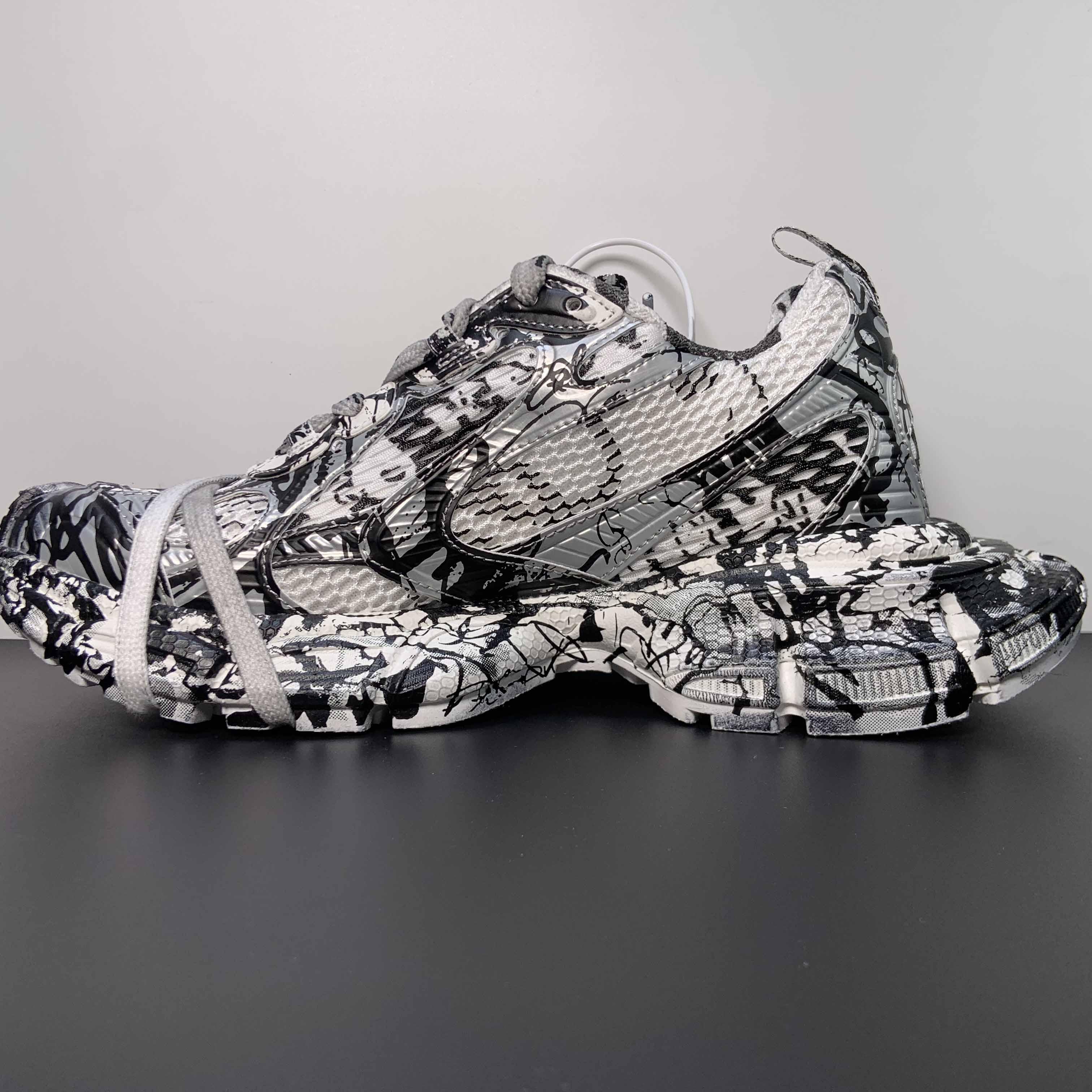Balenciaga 3XL Extreme Graffiti Sneaker In White And Black  - PerfectKickZ
