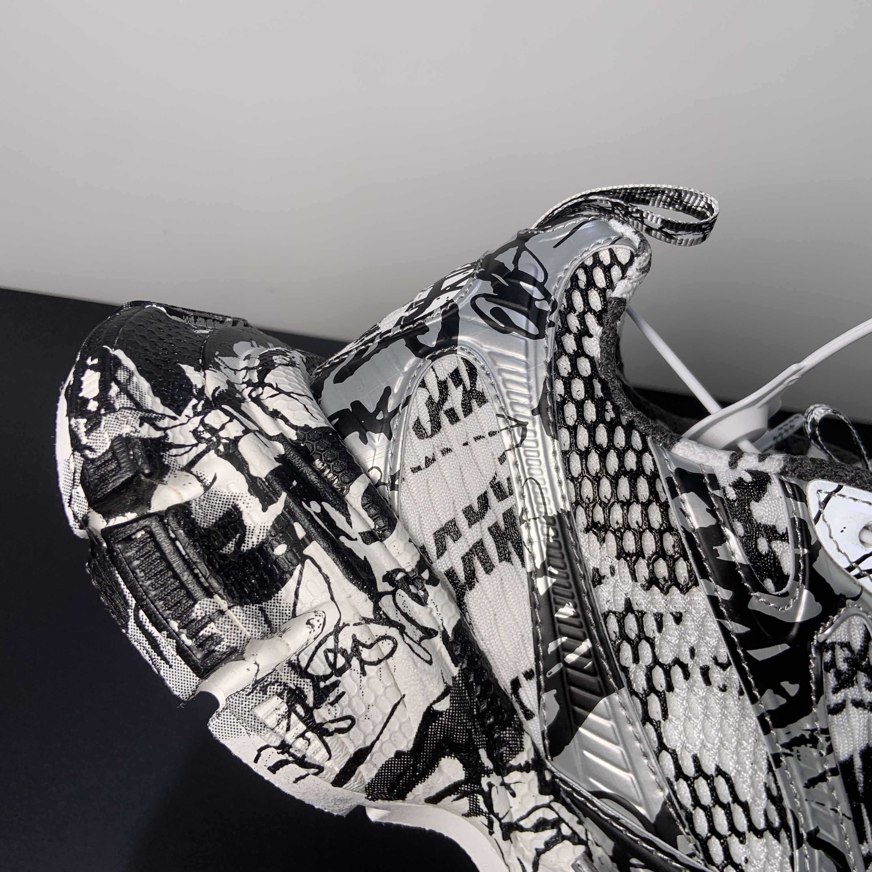 Balenciaga 3XL Extreme Graffiti Sneaker In White And Black  - PerfectKickZ
