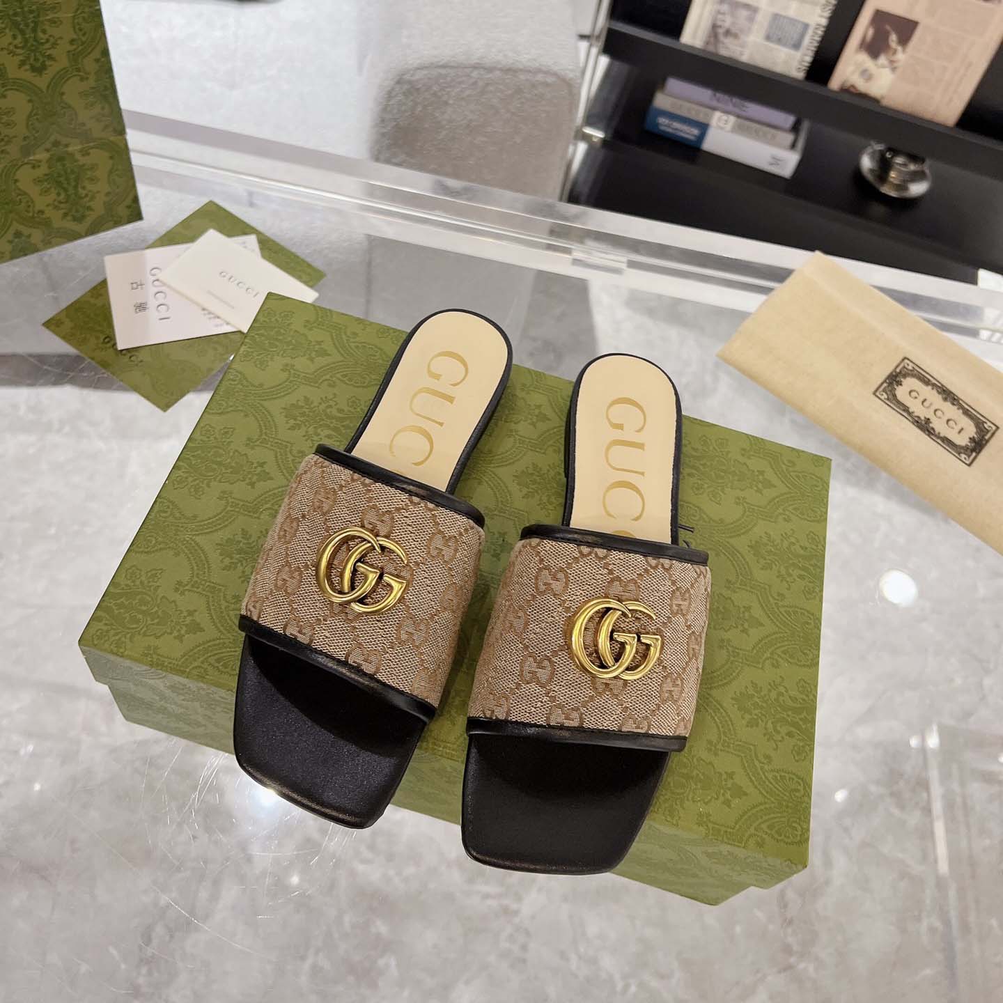 Gucci Women's GG Matelasse Canvas Slide Sandal - 