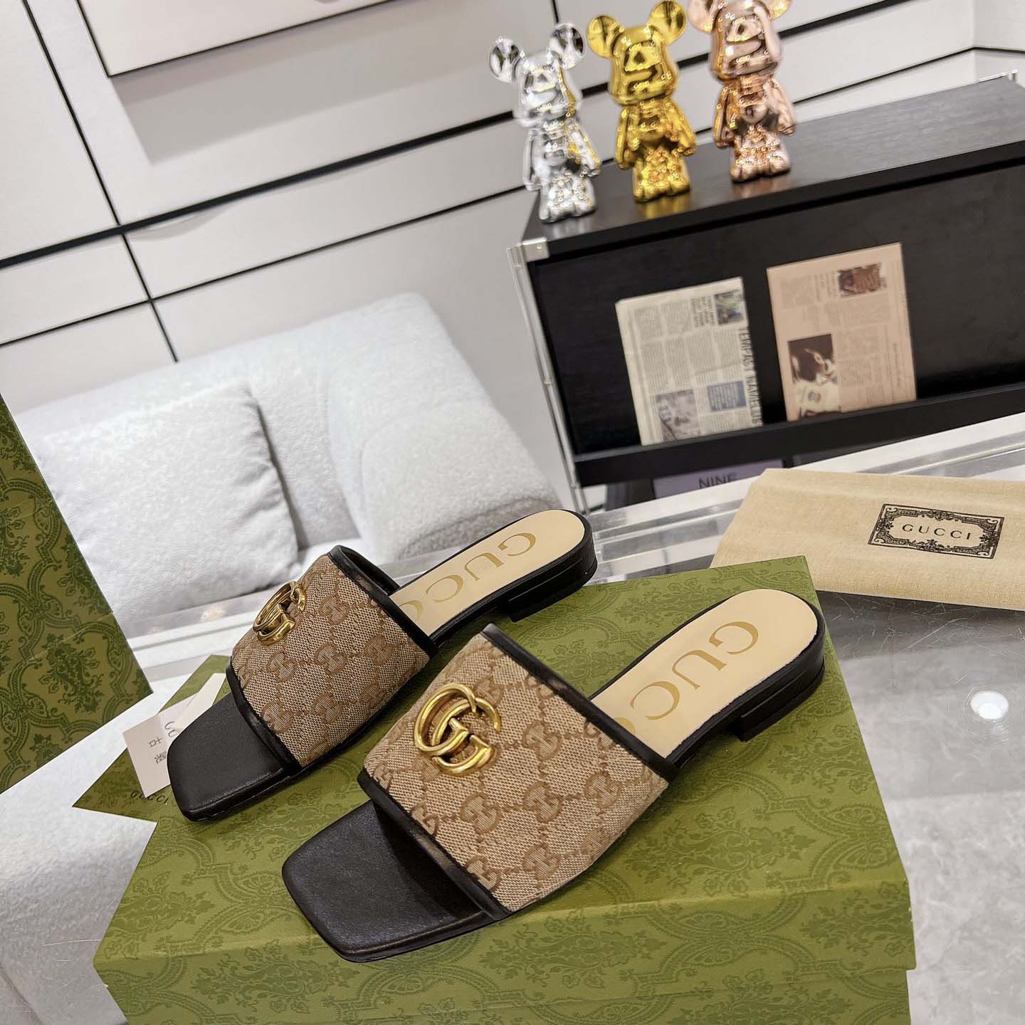 Gucci Women's GG Matelasse Canvas Slide Sandal - 