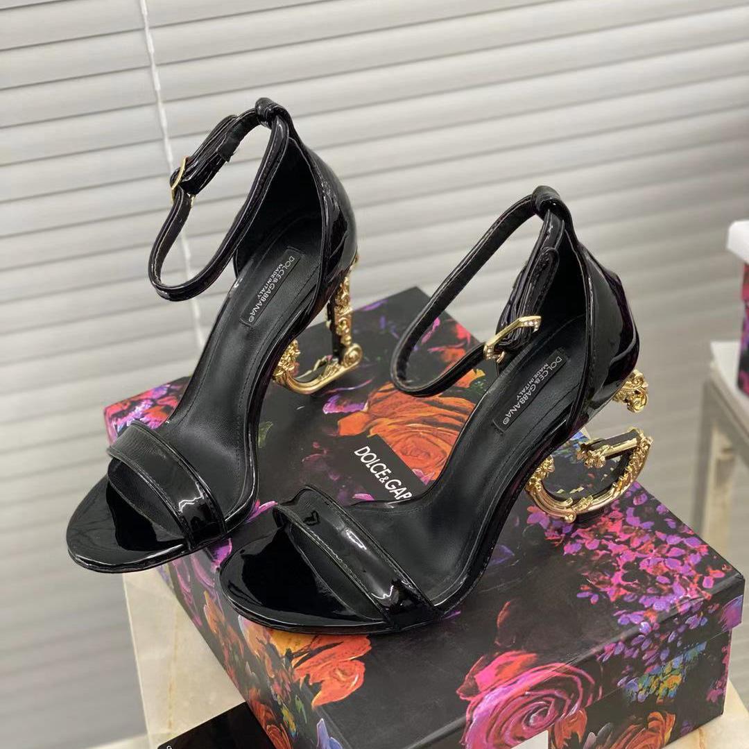 Dolce & Gabbana Women's Leather Heel Sandals - PerfectKickZ