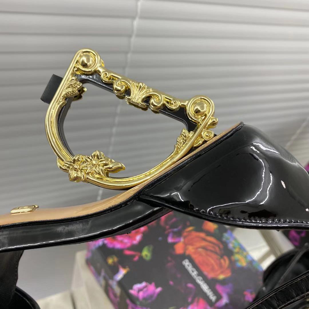 Dolce & Gabbana Women's Leather Heel Sandals - PerfectKickZ