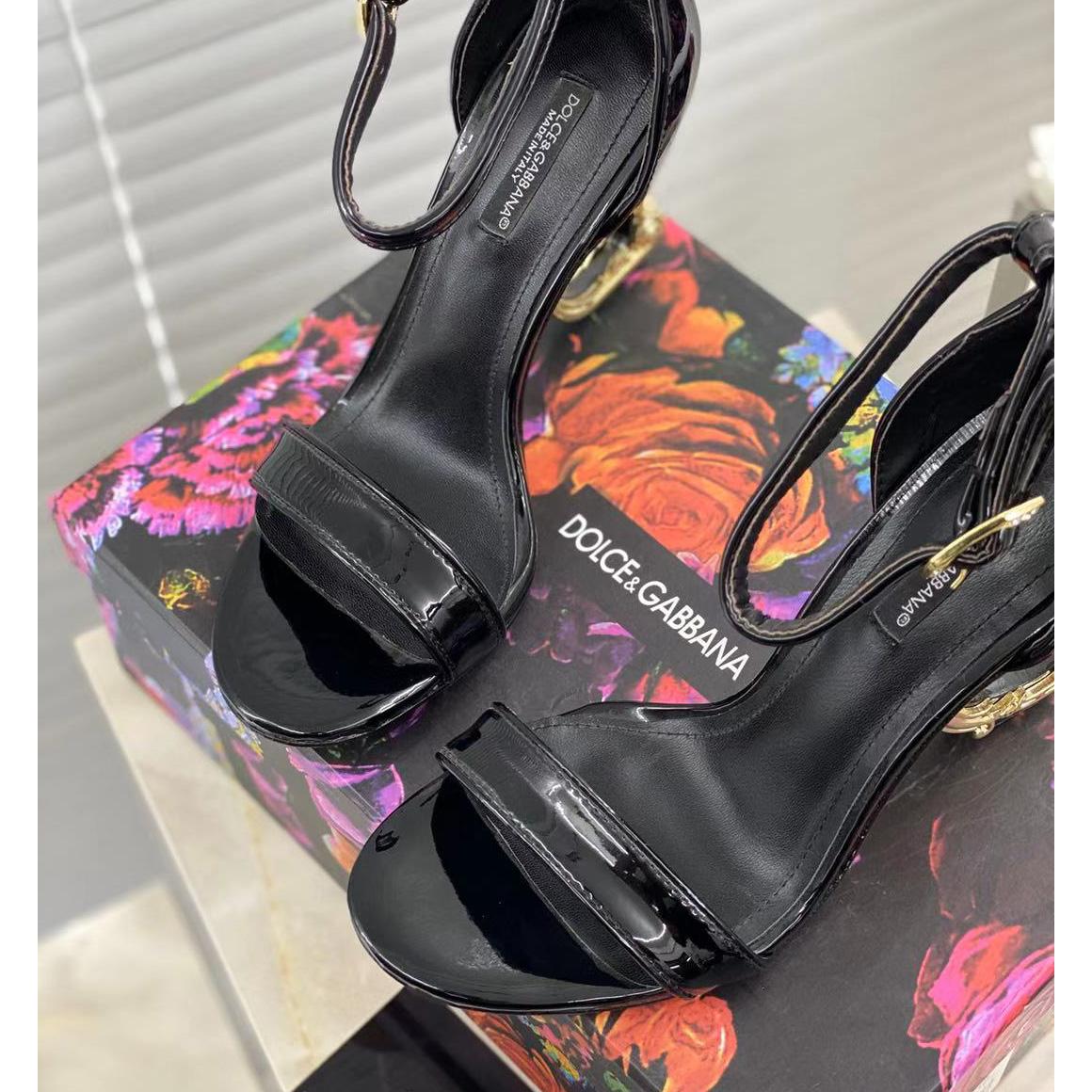 Dolce & Gabbana Women's Leather Heel Sandals - PerfectKickZ