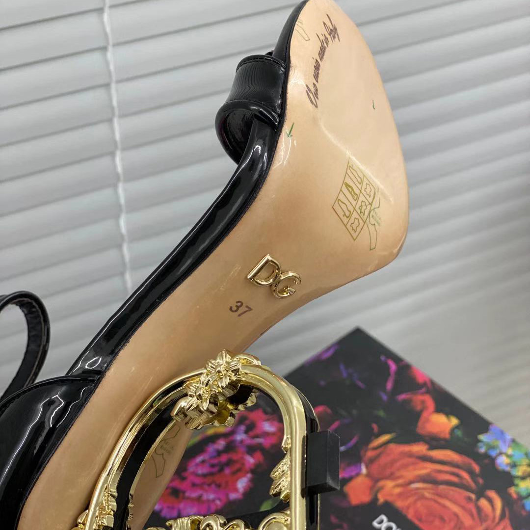 Dolce & Gabbana Women's Leather Heel Sandals - PerfectKickZ