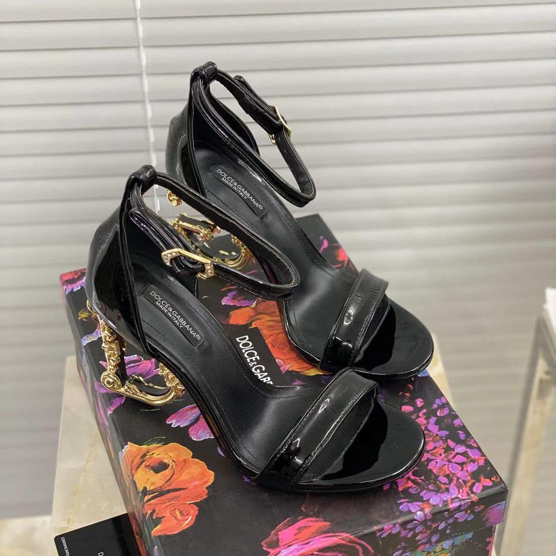 Dolce & Gabbana Women's Leather Heel Sandals - PerfectKickZ