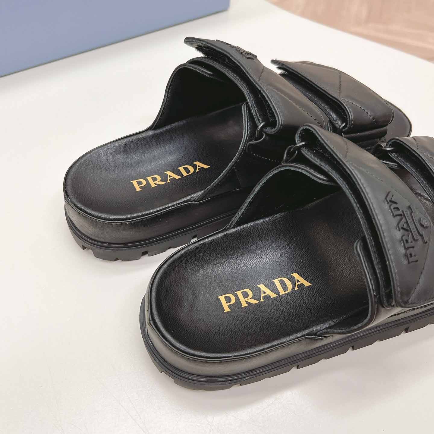 Prada Padded Nappa Leather Sandals - PerfectKickZ
