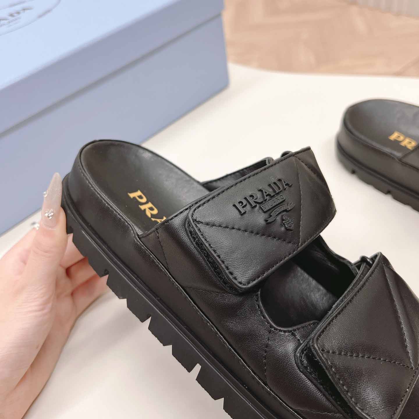Prada Padded Nappa Leather Sandals - PerfectKickZ