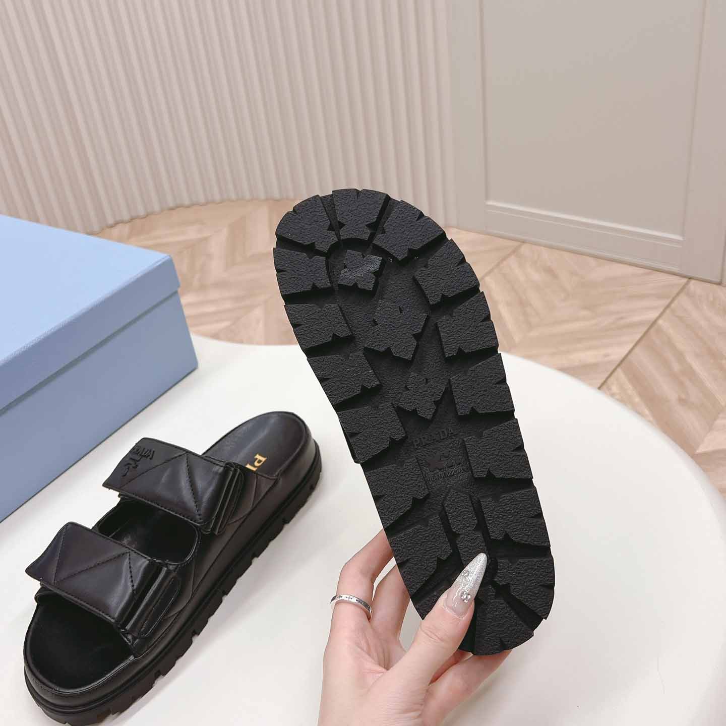 Prada Padded Nappa Leather Sandals - PerfectKickZ