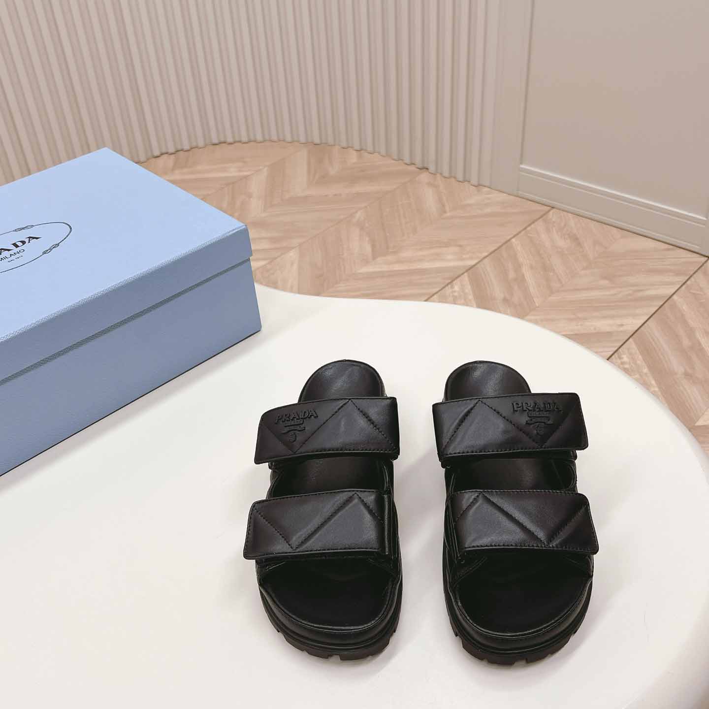 Prada Padded Nappa Leather Sandals - PerfectKickZ