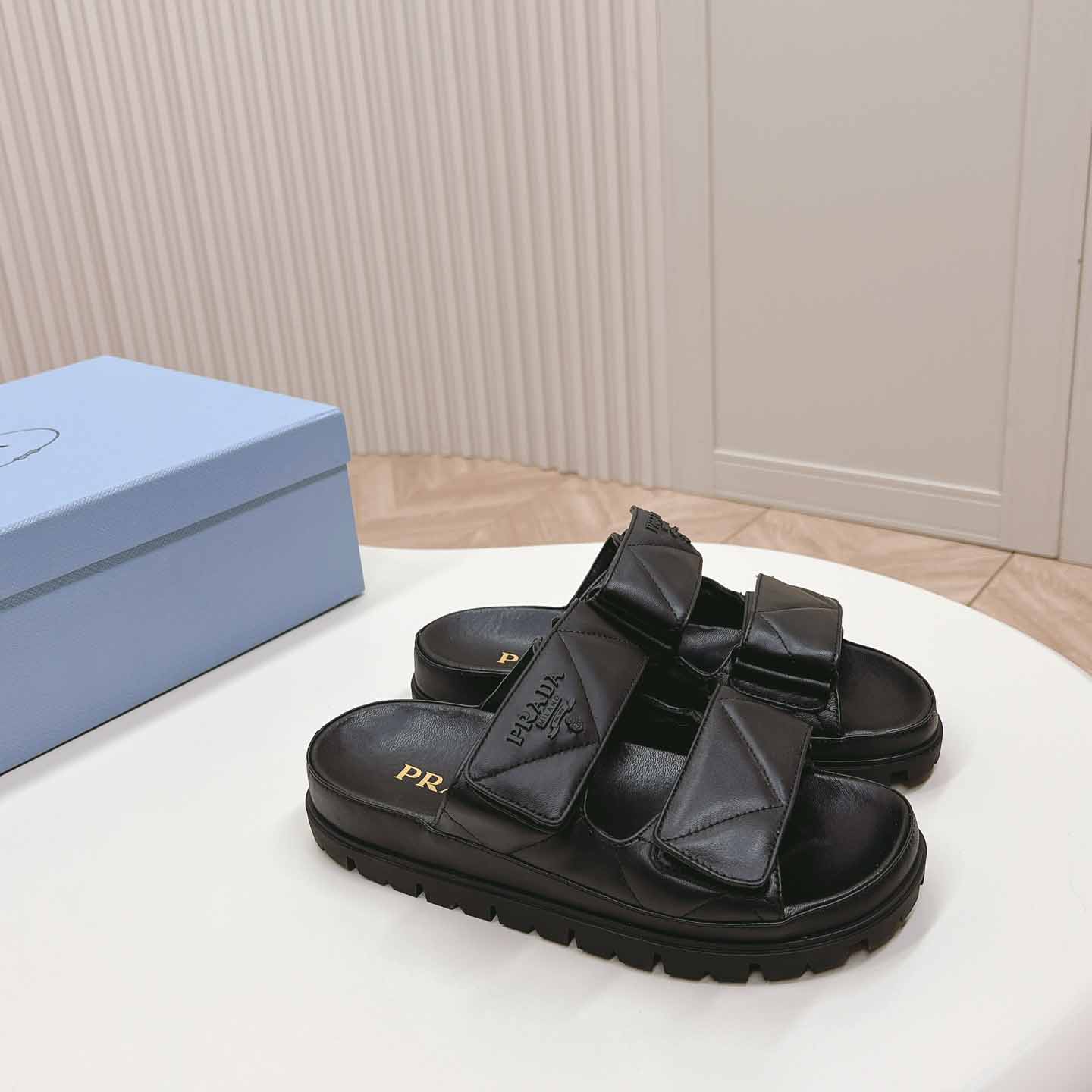 Prada Padded Nappa Leather Sandals - PerfectKickZ