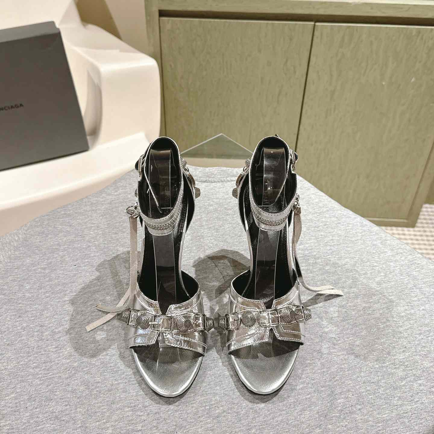 Balenciaga Cagole 110mm Metallic-finish Sandals - PerfectKickZ