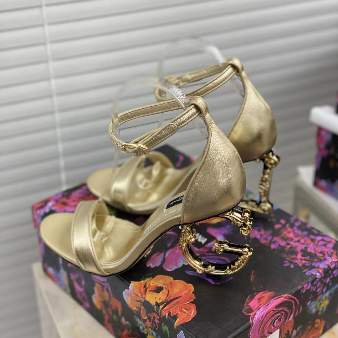 Dolce & Gabbana Keira Baroque DG Heel Sandals  90mm - PerfectKickZ