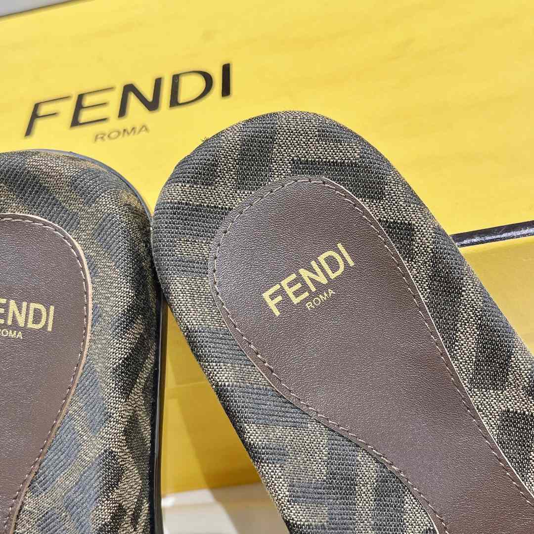 Fendi Feel Brown FF Jacquard Slides - PerfectKickZ