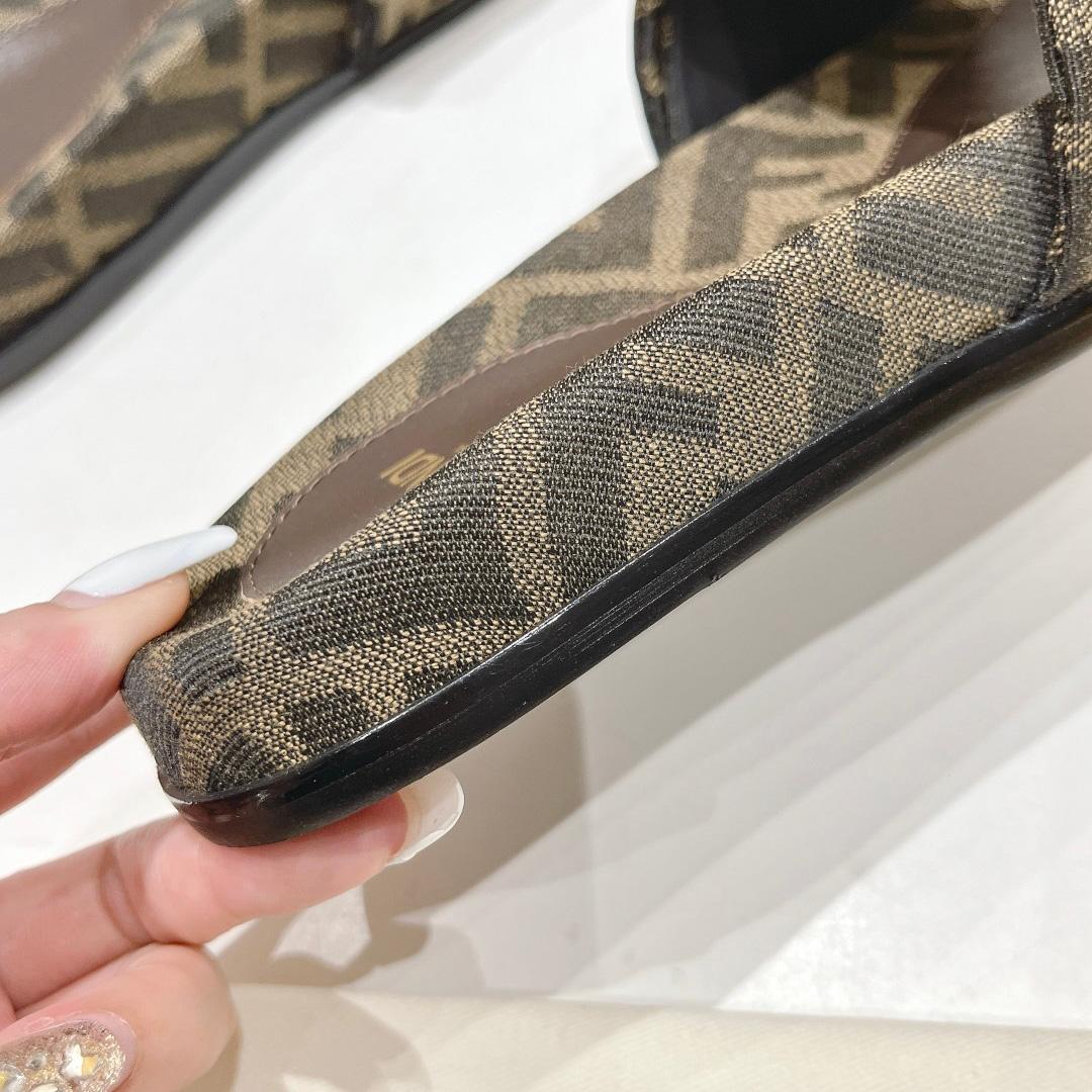 Fendi Feel Brown FF Jacquard Slides - PerfectKickZ