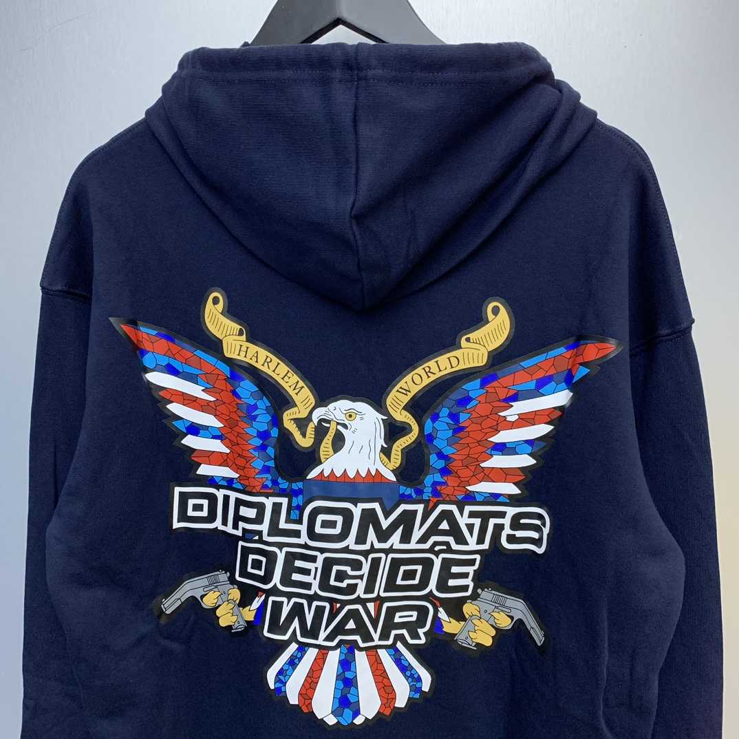 Who Decides War Diplomats Hooded Sweatshirt In Navy - PerfectKickZ