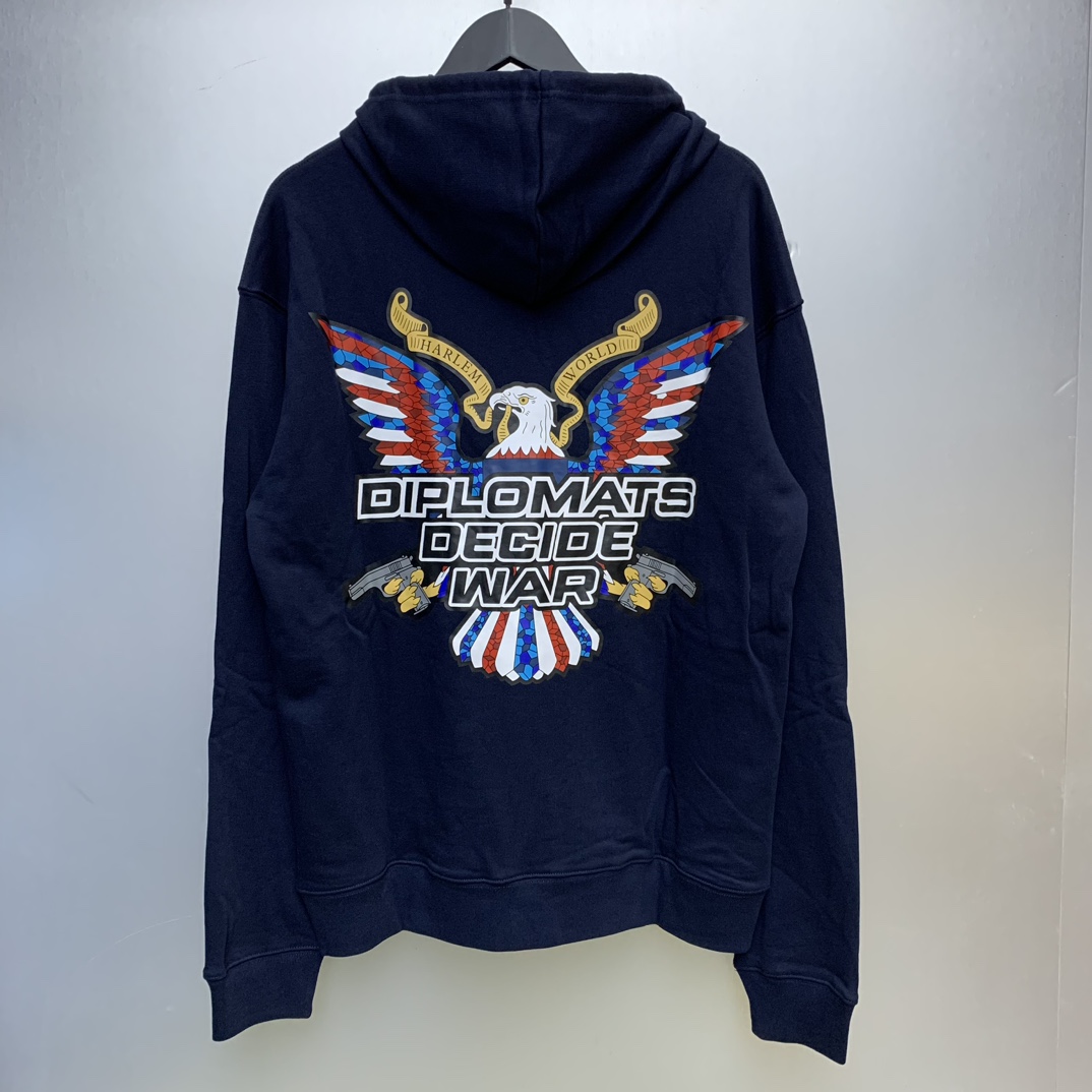 Who Decides War Diplomats Hooded Sweatshirt In Navy - PerfectKickZ