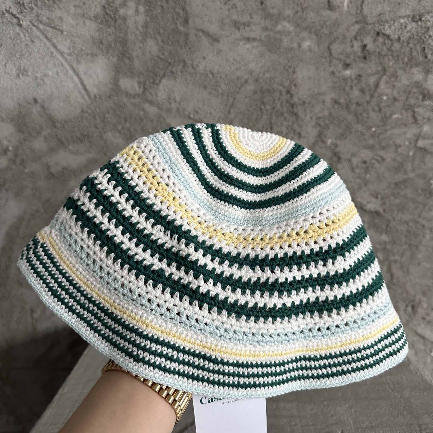 Casablanca Monogram-patch Crochet Bucket Hat - PerfectKickZ