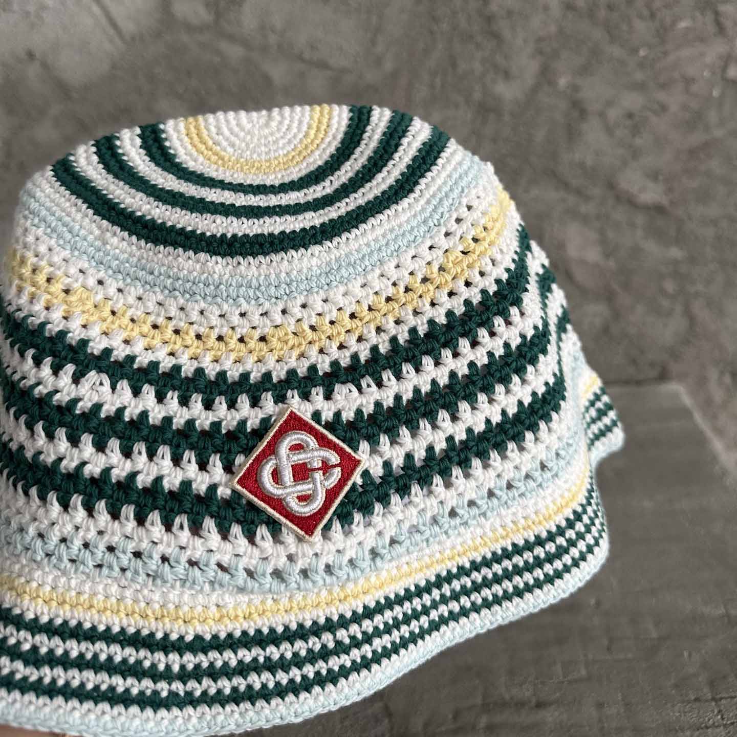 Casablanca Monogram-patch Crochet Bucket Hat - PerfectKickZ