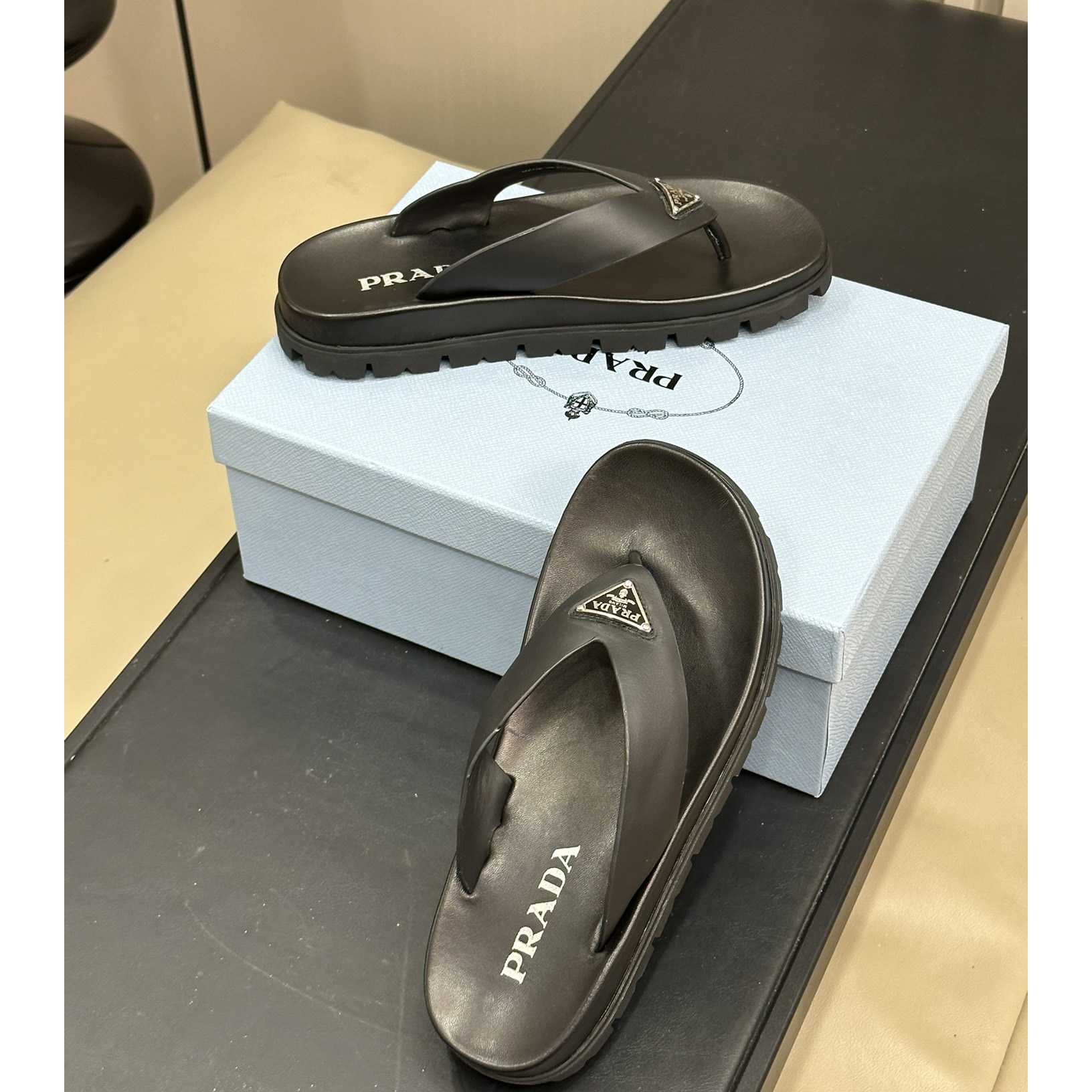 Prada Rubber Thong Sandals - PerfectKickZ