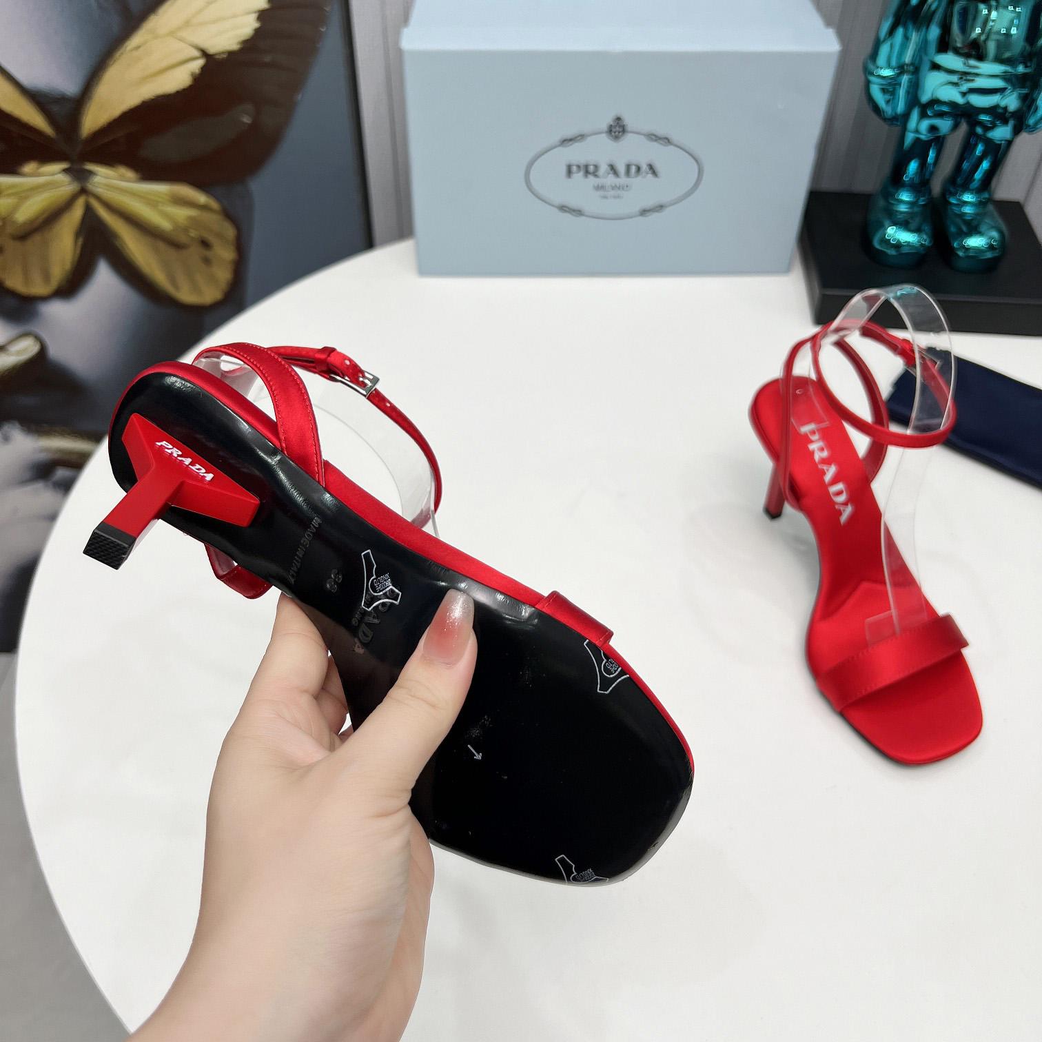 Prada 85mm Geometric-heel Satin Sandals - PerfectKickZ