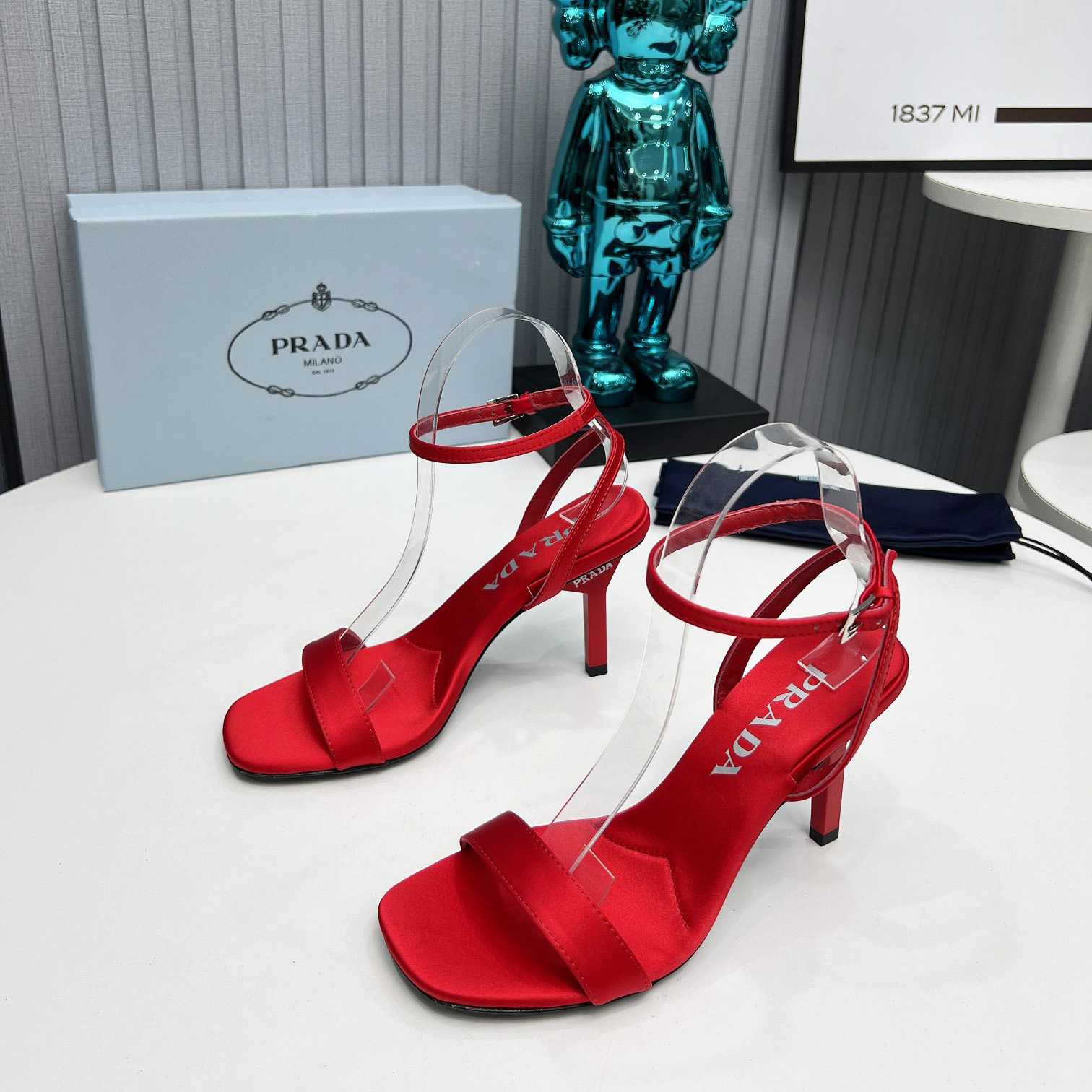 Prada 85mm Geometric-heel Satin Sandals - 
