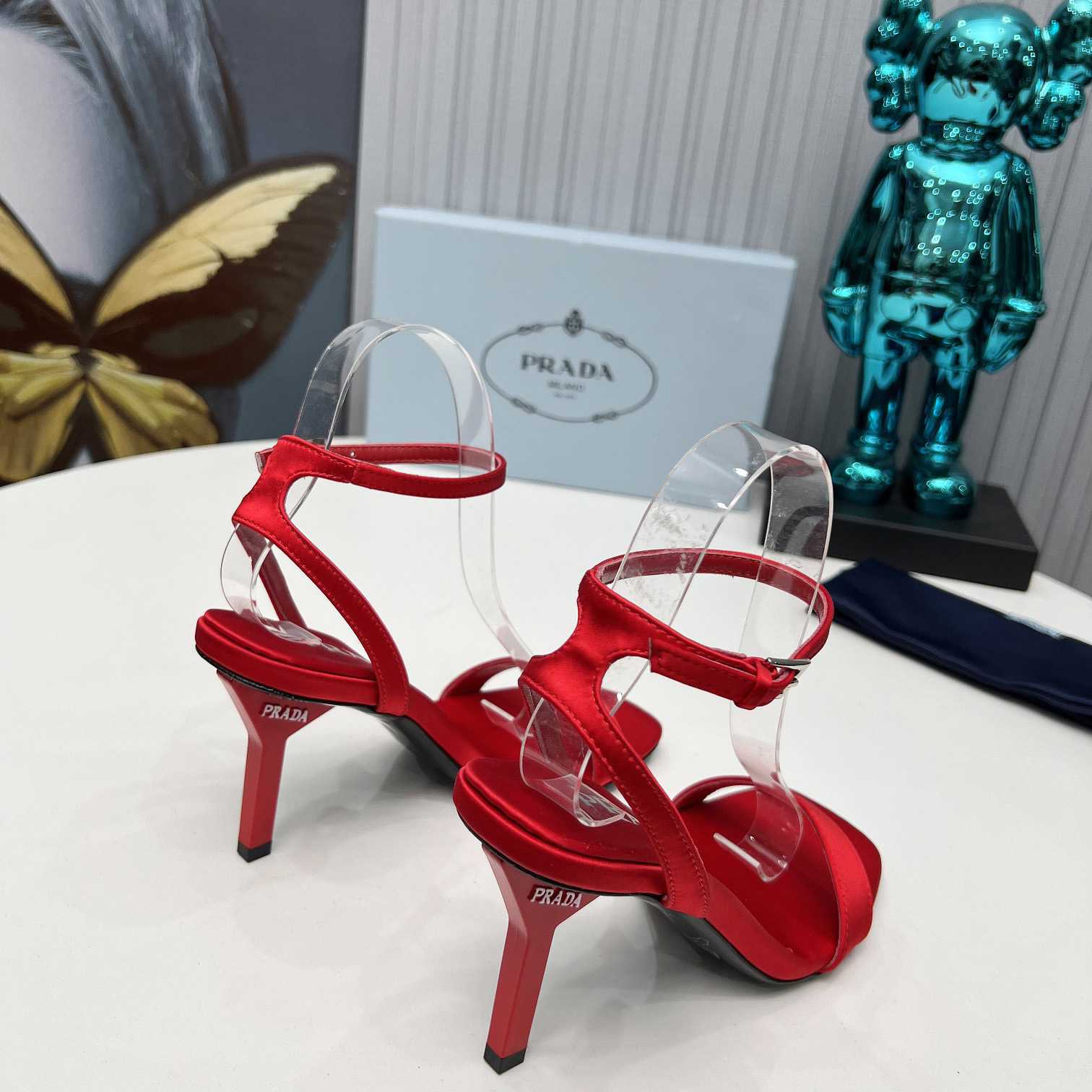 Prada 85mm Geometric-heel Satin Sandals - 